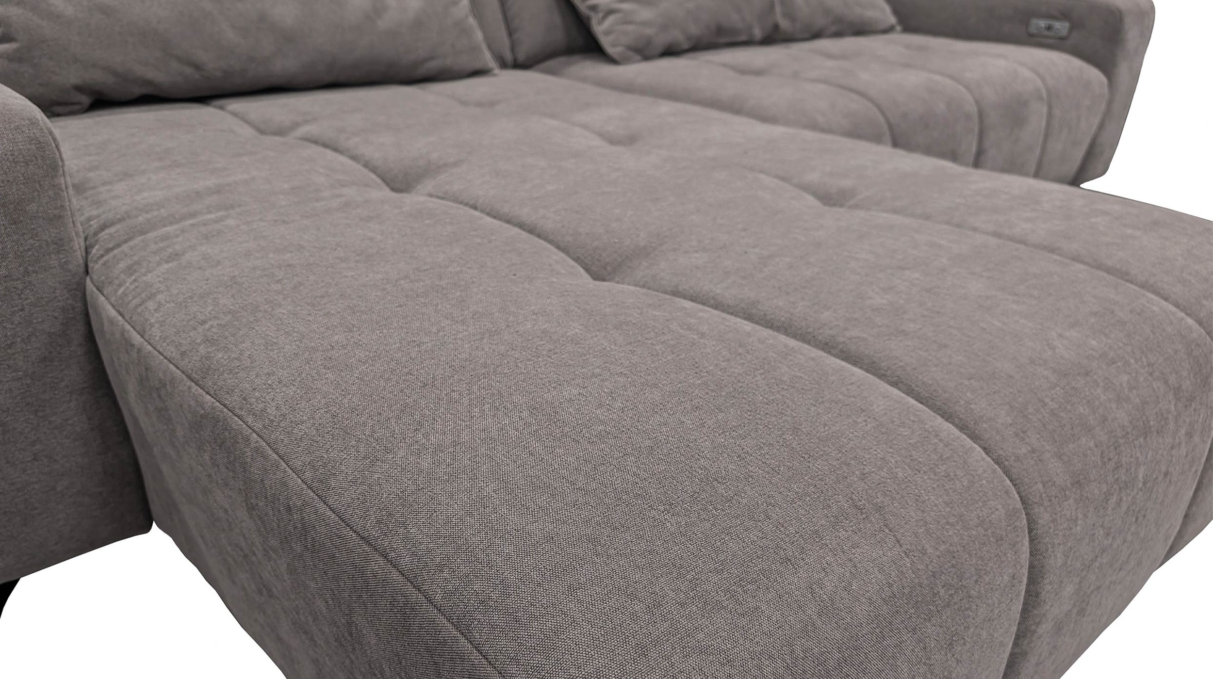 Ecksofa grau 267 cm mit XXL-Sitztiefenverstellung - OT links - BALI