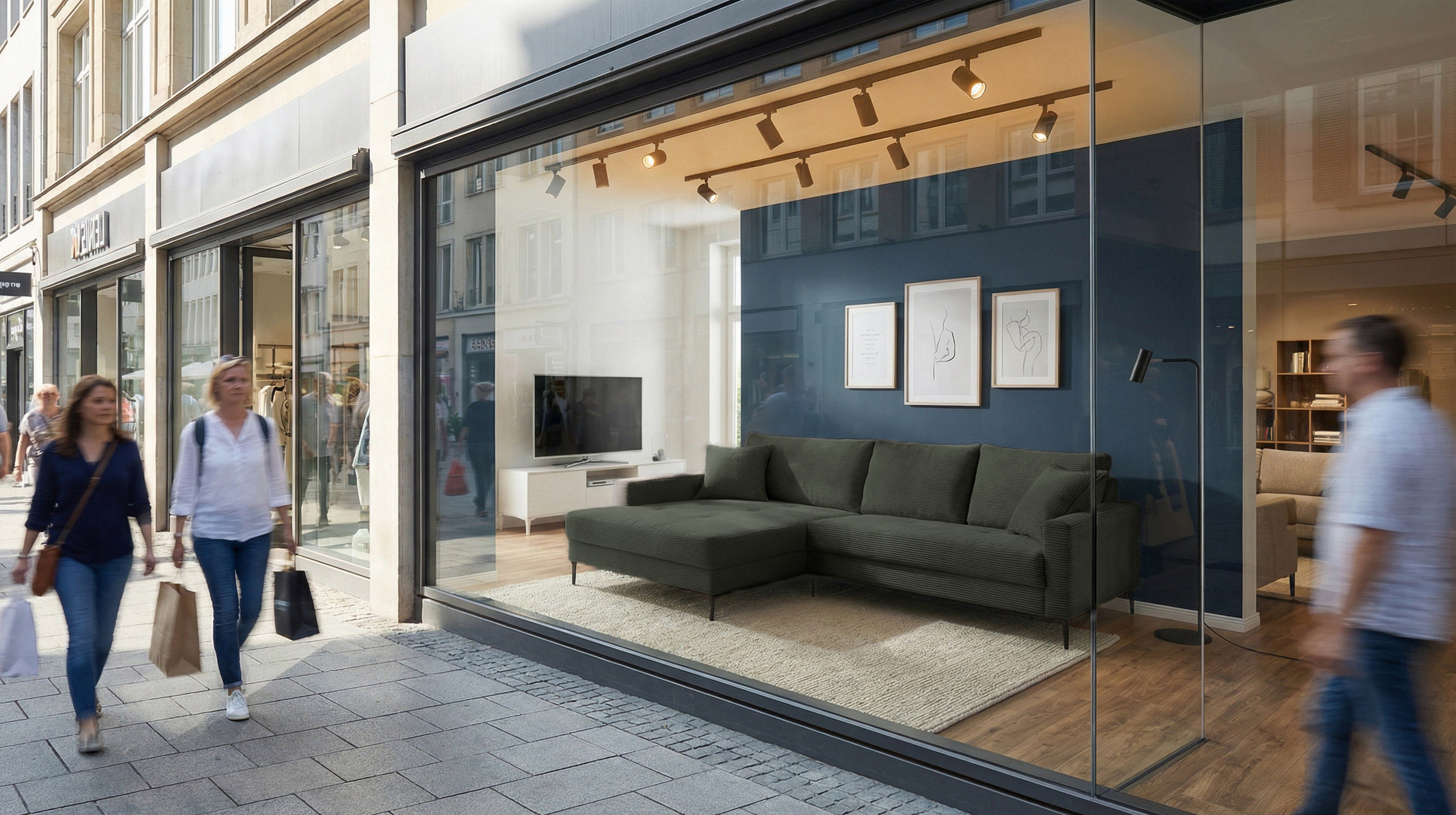 Ecksofa Cord grün 276 x 173 cm - OT links - SUMMER