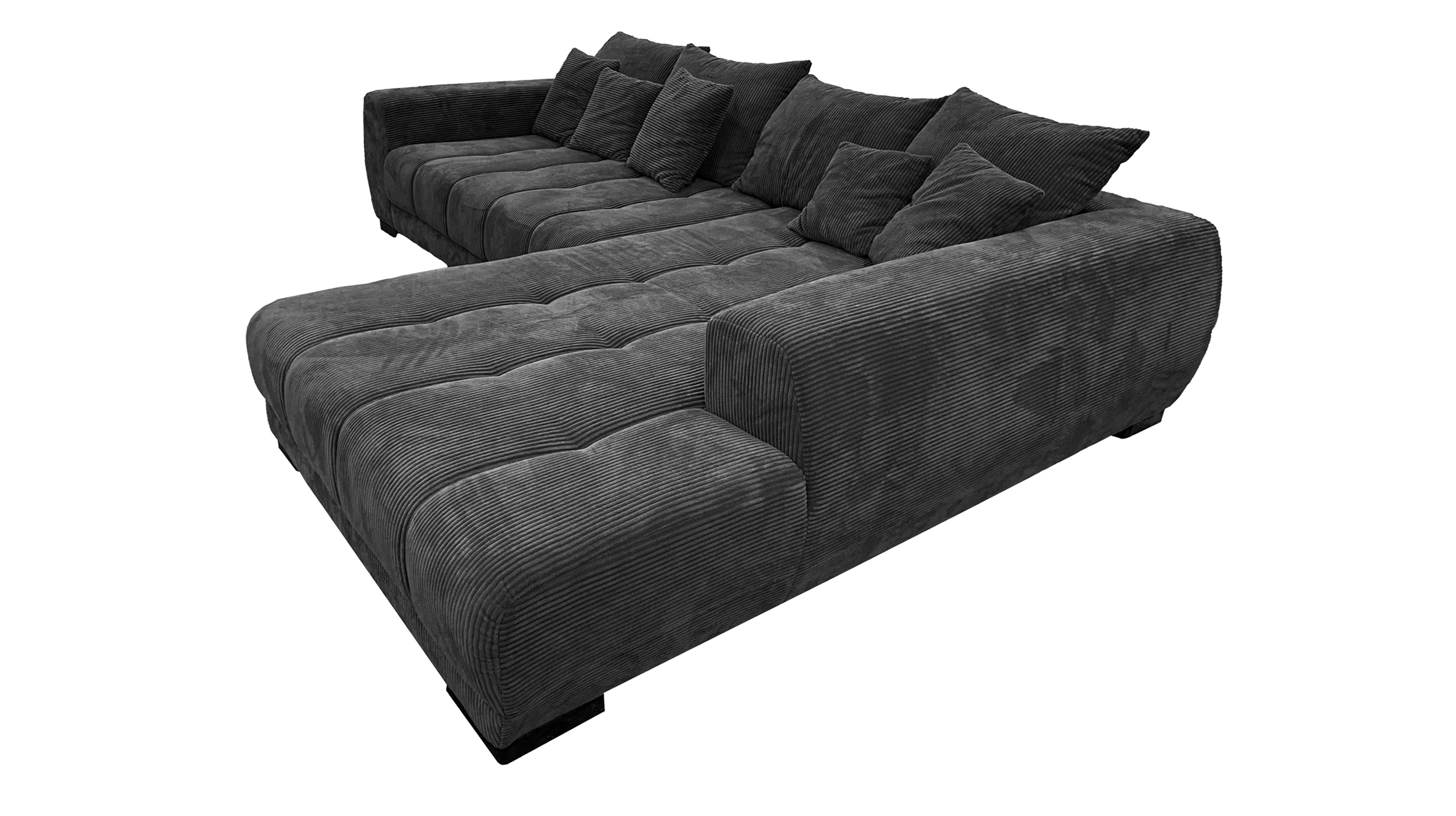 Ecksofa Cord grau elektrisch ausfahrbar 300 cm - OT rechts - ARTEMIS
