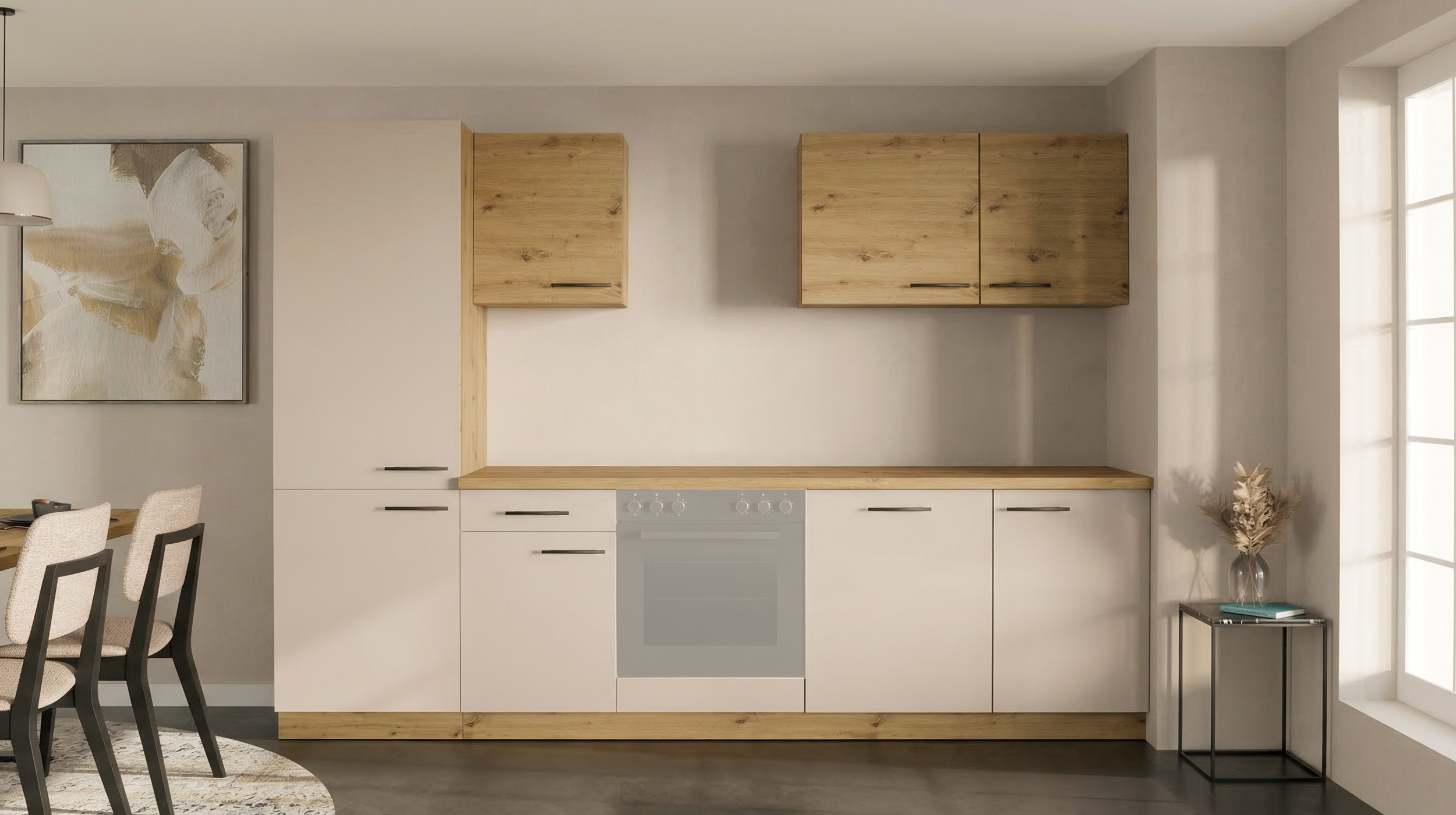 Küchenzeile - cashmere - Artisan Eiche - 280 cm - ohne Elektrogeräte - ANNA