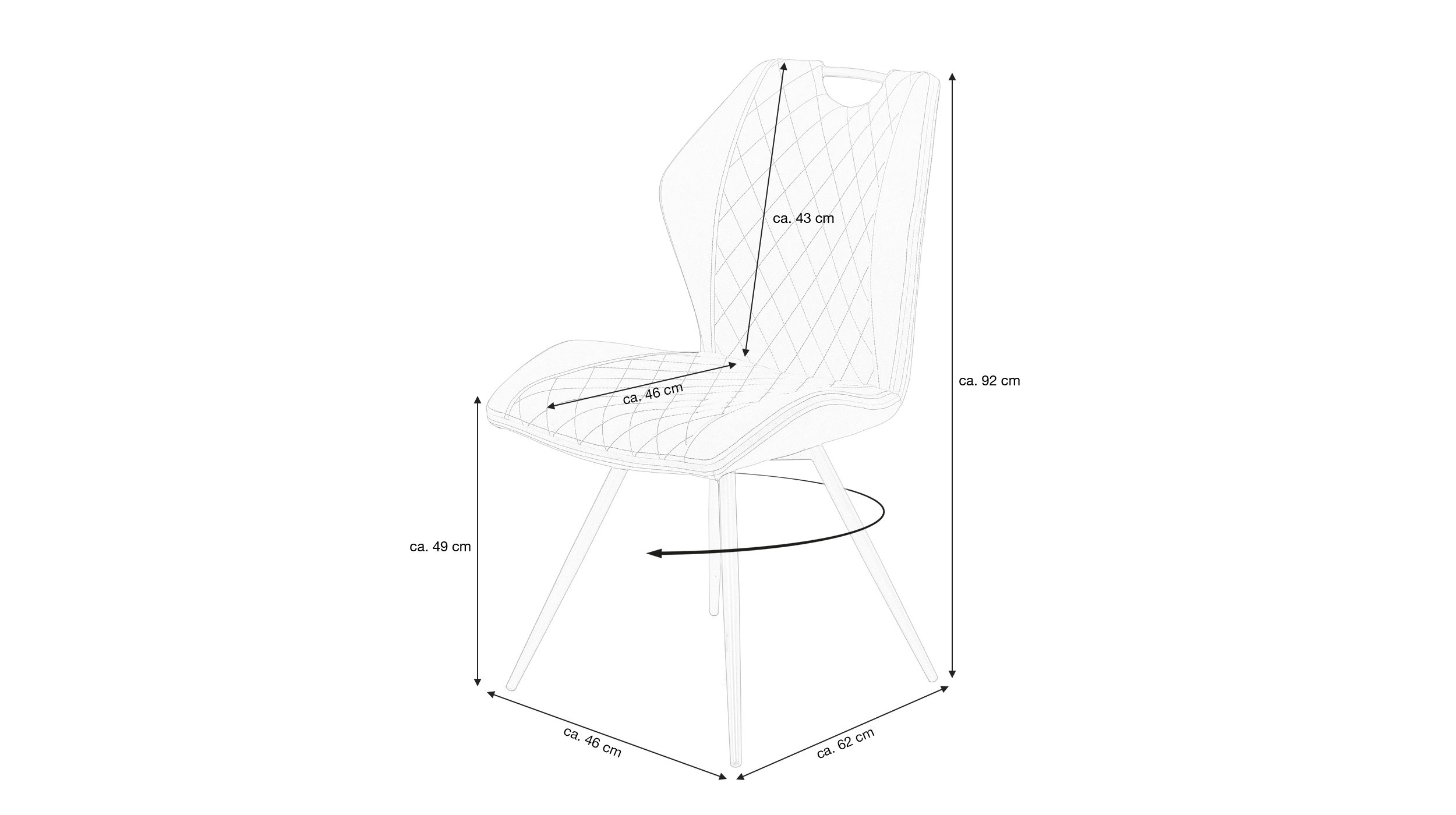 Polsterstuhl Schalenstuhl Lederlook anthrazit - drehbar - KATJA