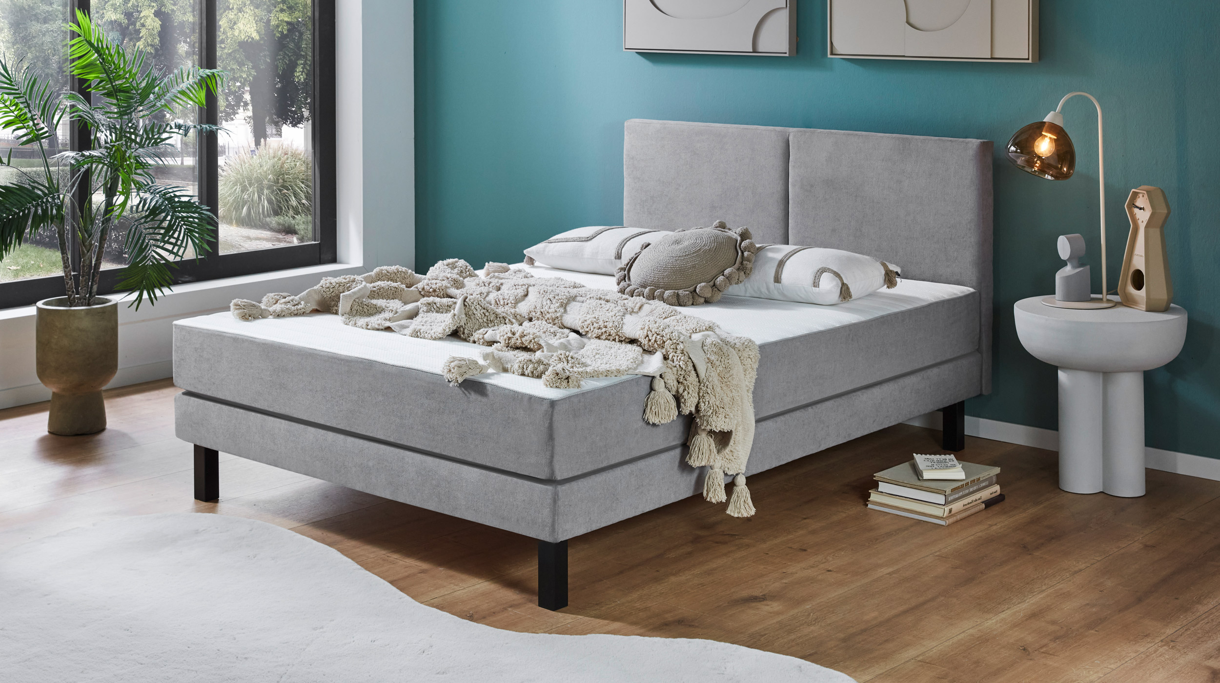 Futonbett Polsterbett 140 x 200 cm mit Matratze grau - TOLEDO