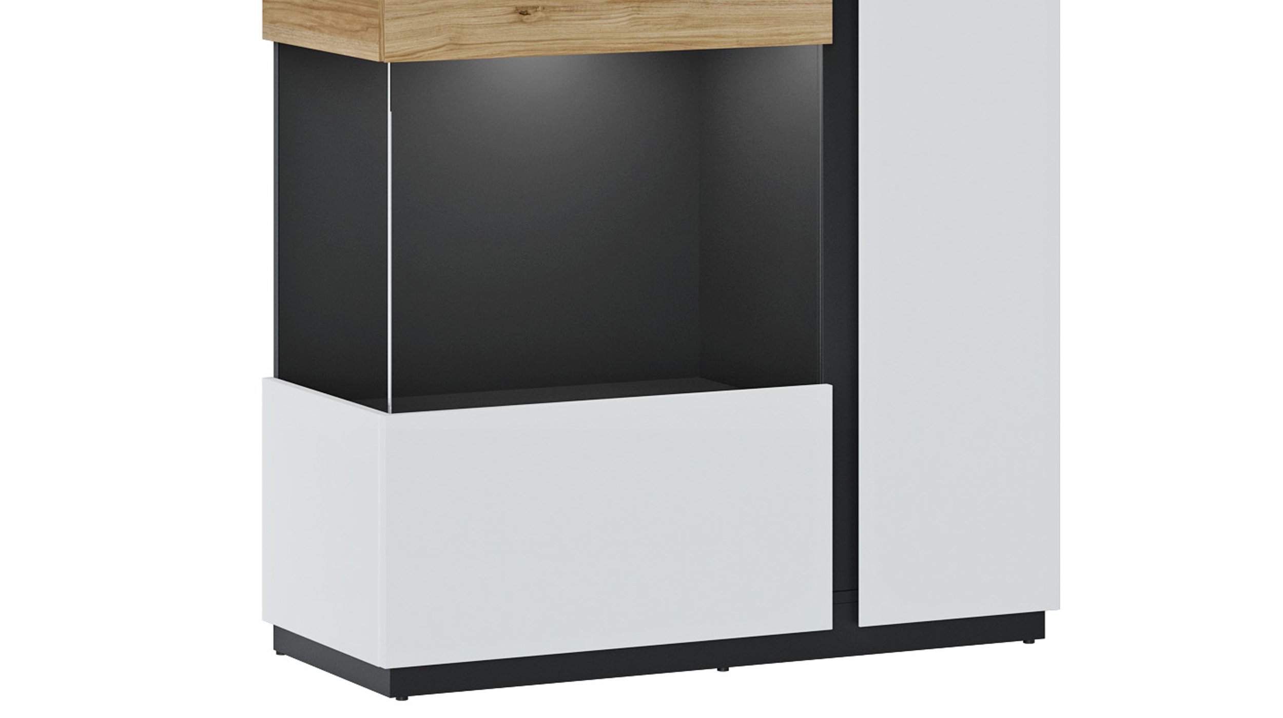 Vitrine mit Glastür alpinweiß - Catania Eiche Breite 98 cm - NOVENA