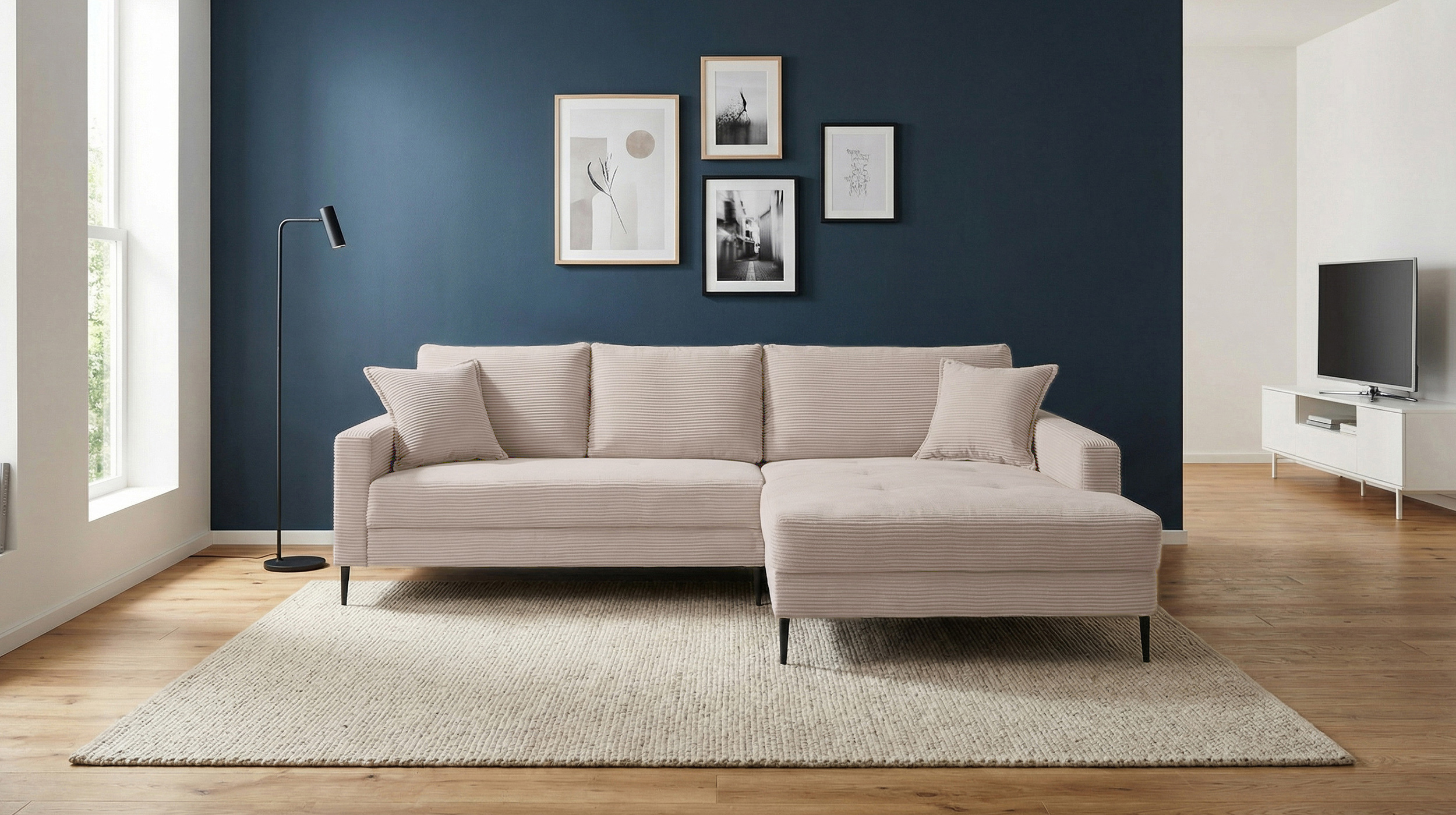 Ecksofa Cord beige 276 x 173 cm - OT rechts - SUMMER