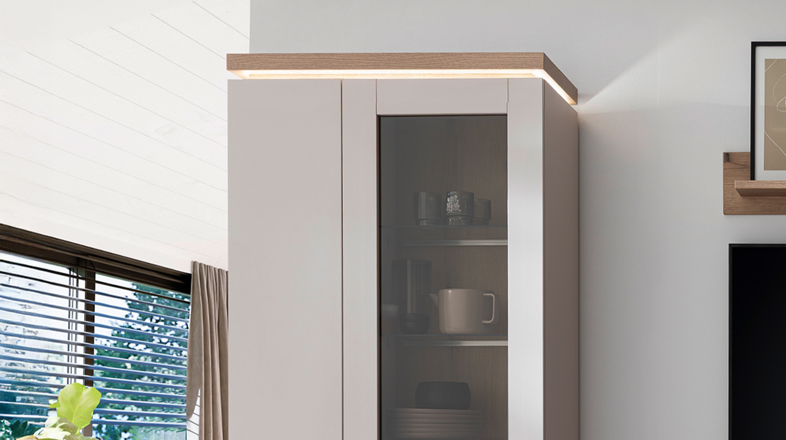 Wohnwand Evoke Eiche 278 cm - LED-Beleuchtung - REMOLINO 