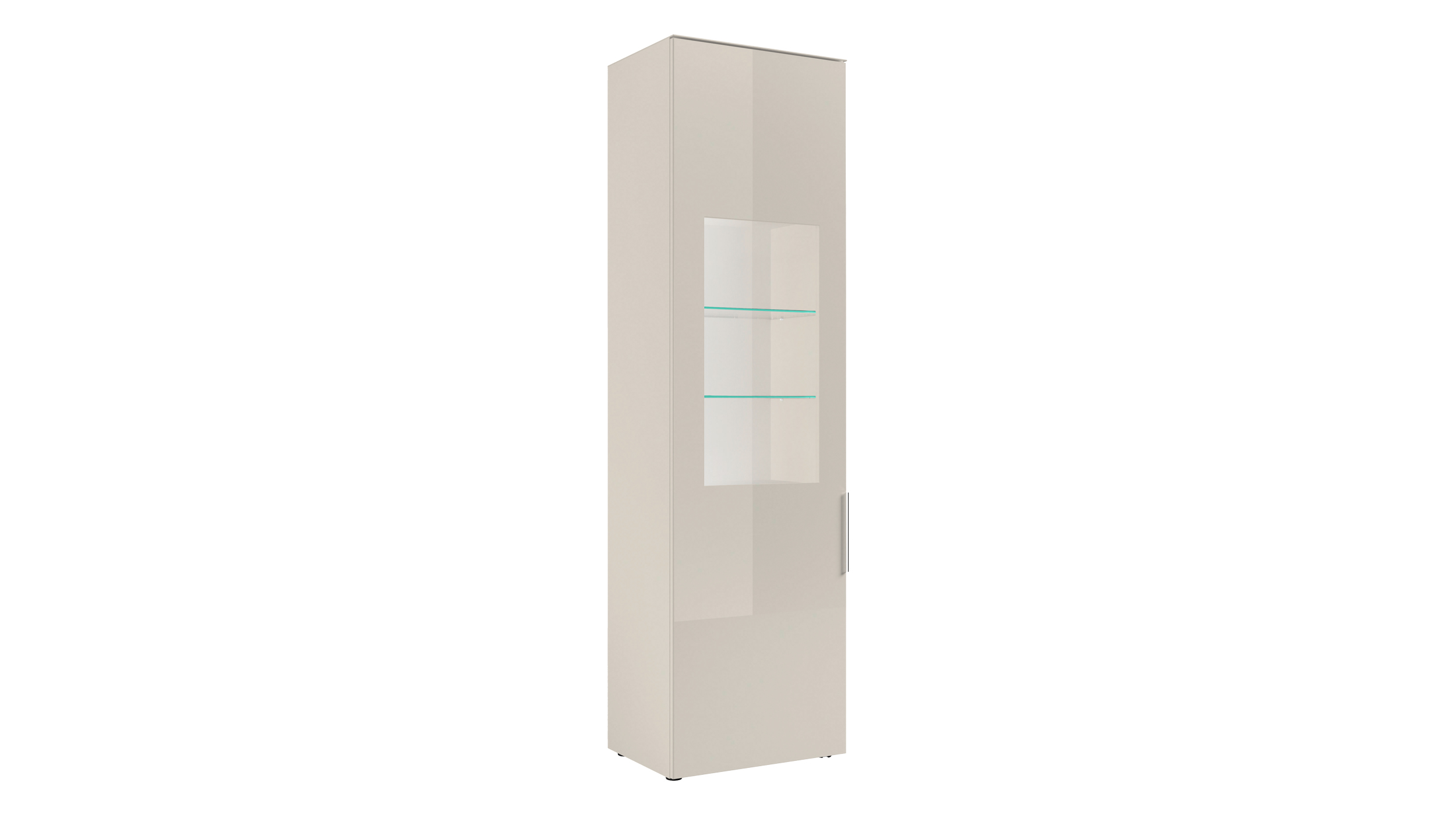 Vitrine mit Beleuchtung kaschmir-beige Glasfront - 64 cm - SANTORIN
