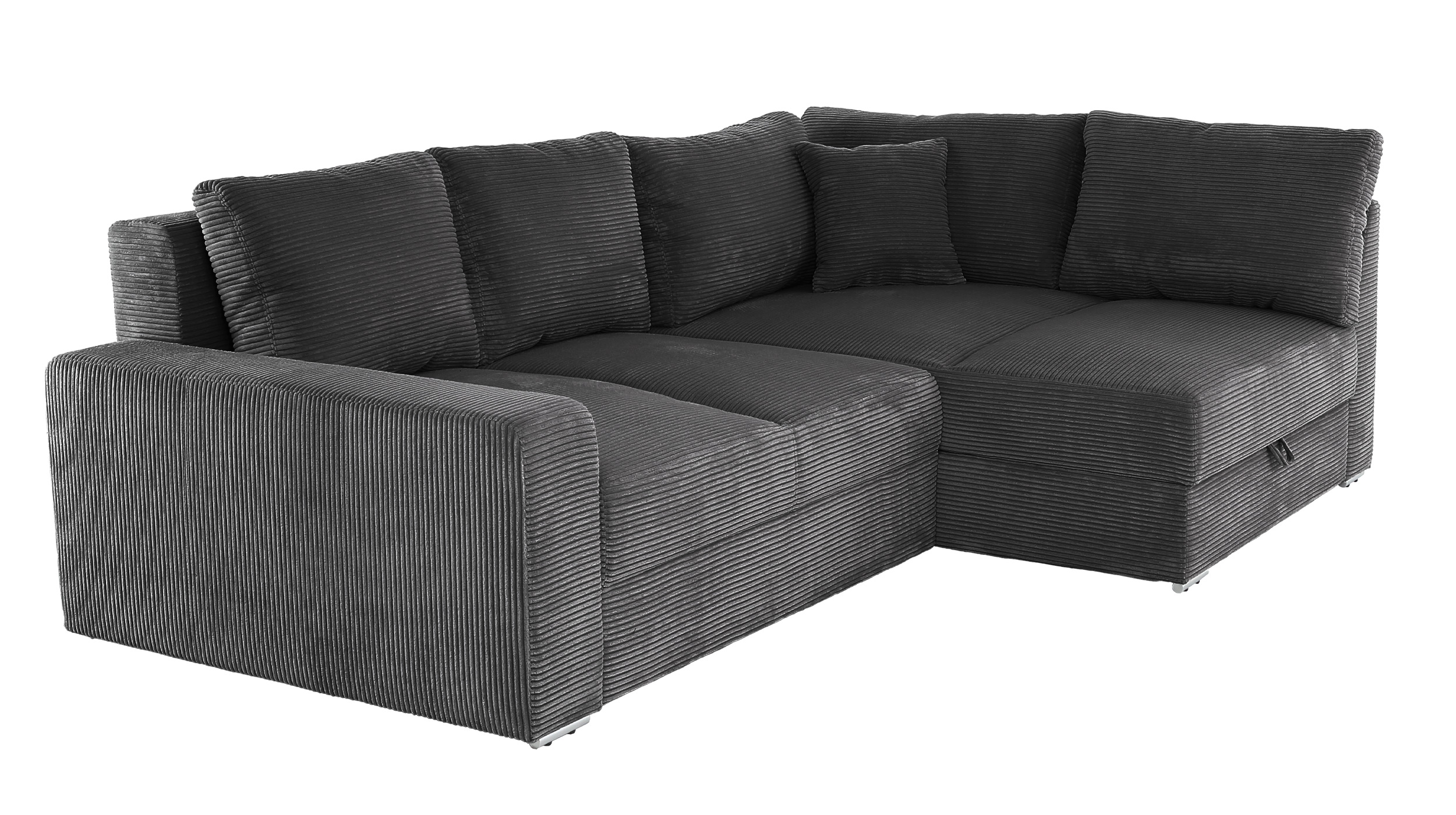 Ecksofa Cord Schlaffunktion grau - Bettkasten 260 cm - JANIS
