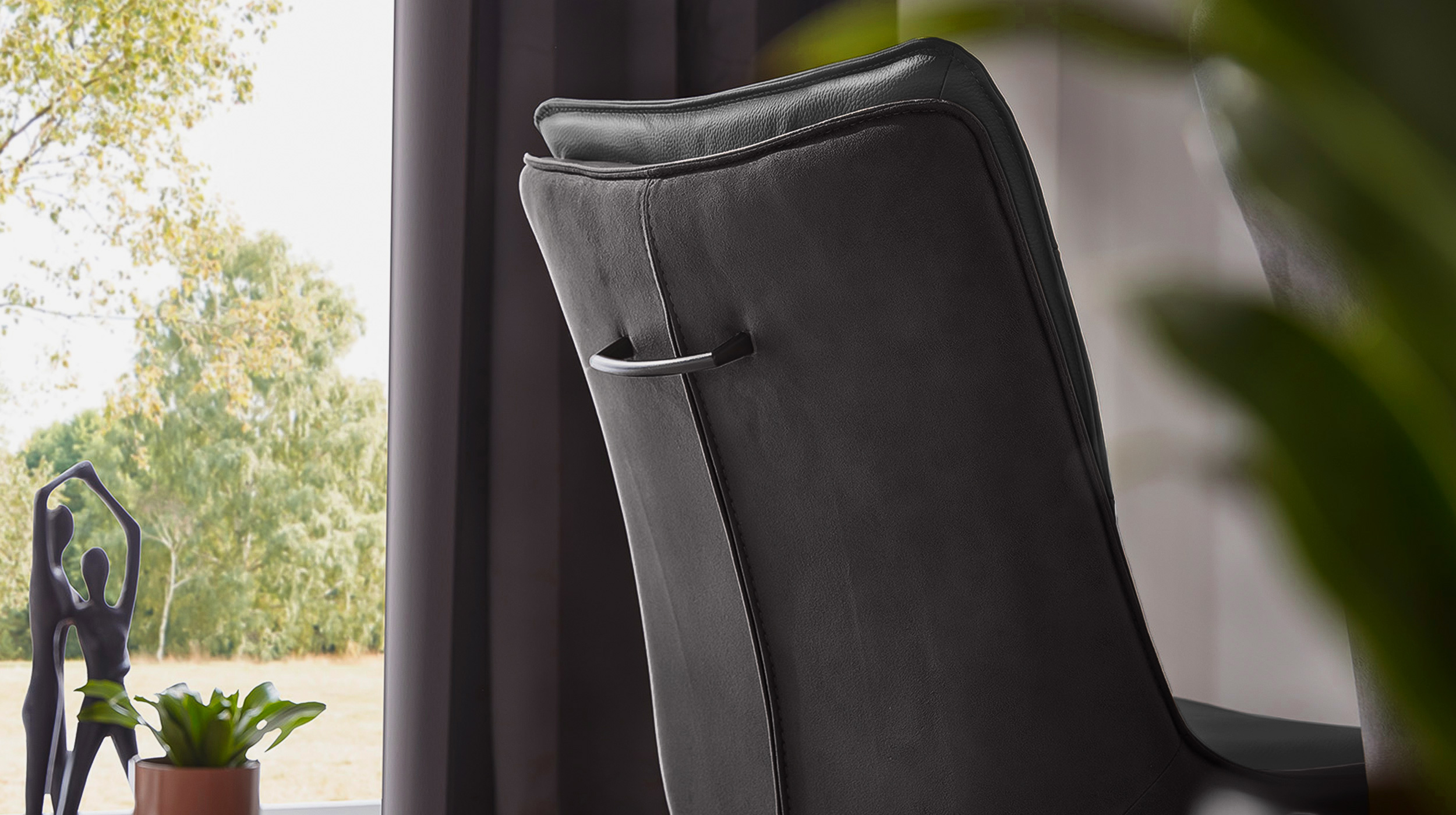 Polsterstuhl Schalenstuhl Echtleder schwarz - drehbar - MAURICE