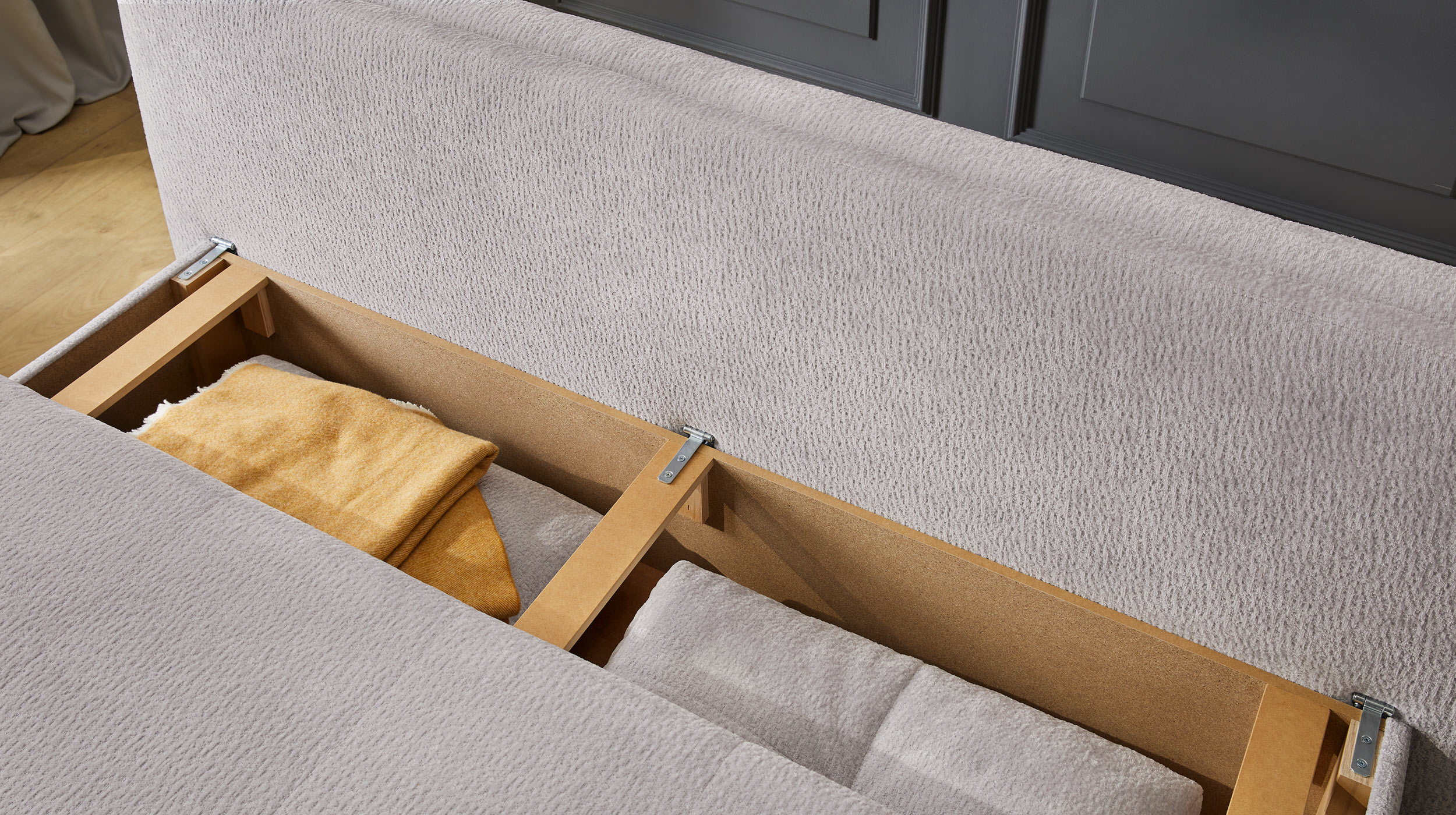 Schlafsofa grau Bettkasten Dauerschläfer 201 cm - BALU