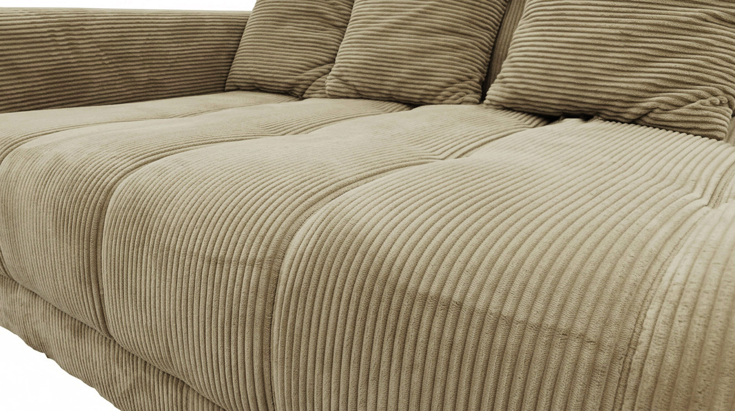 Ecksofa Cord grün 300 x 215 cm - OT rechts - ARTEMIS