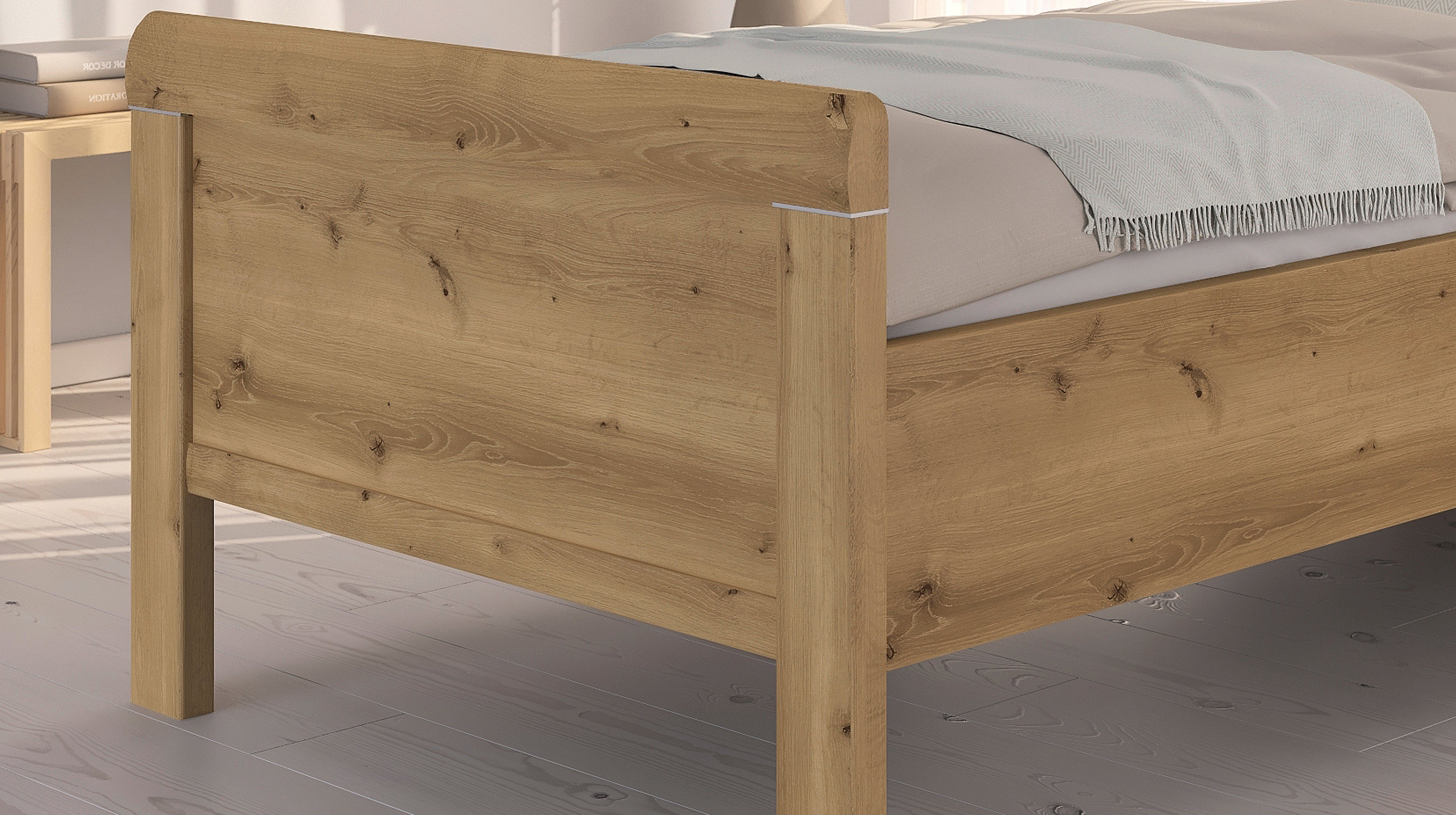 Einzelbett Futonbett 100 x 200 cm verstellbar Asteiche - rauch - EVELYN