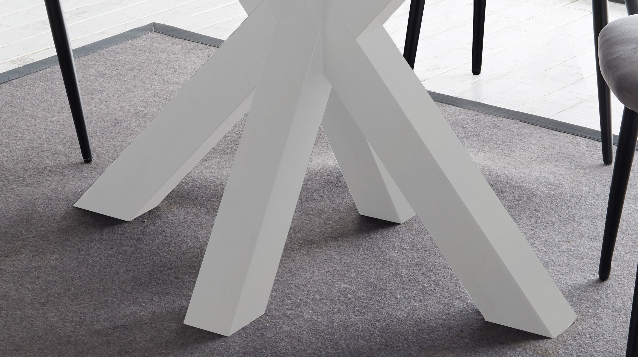 Esstisch rund ausziehbar 130 cm Asteiche - weiß - BIG SYSTEM