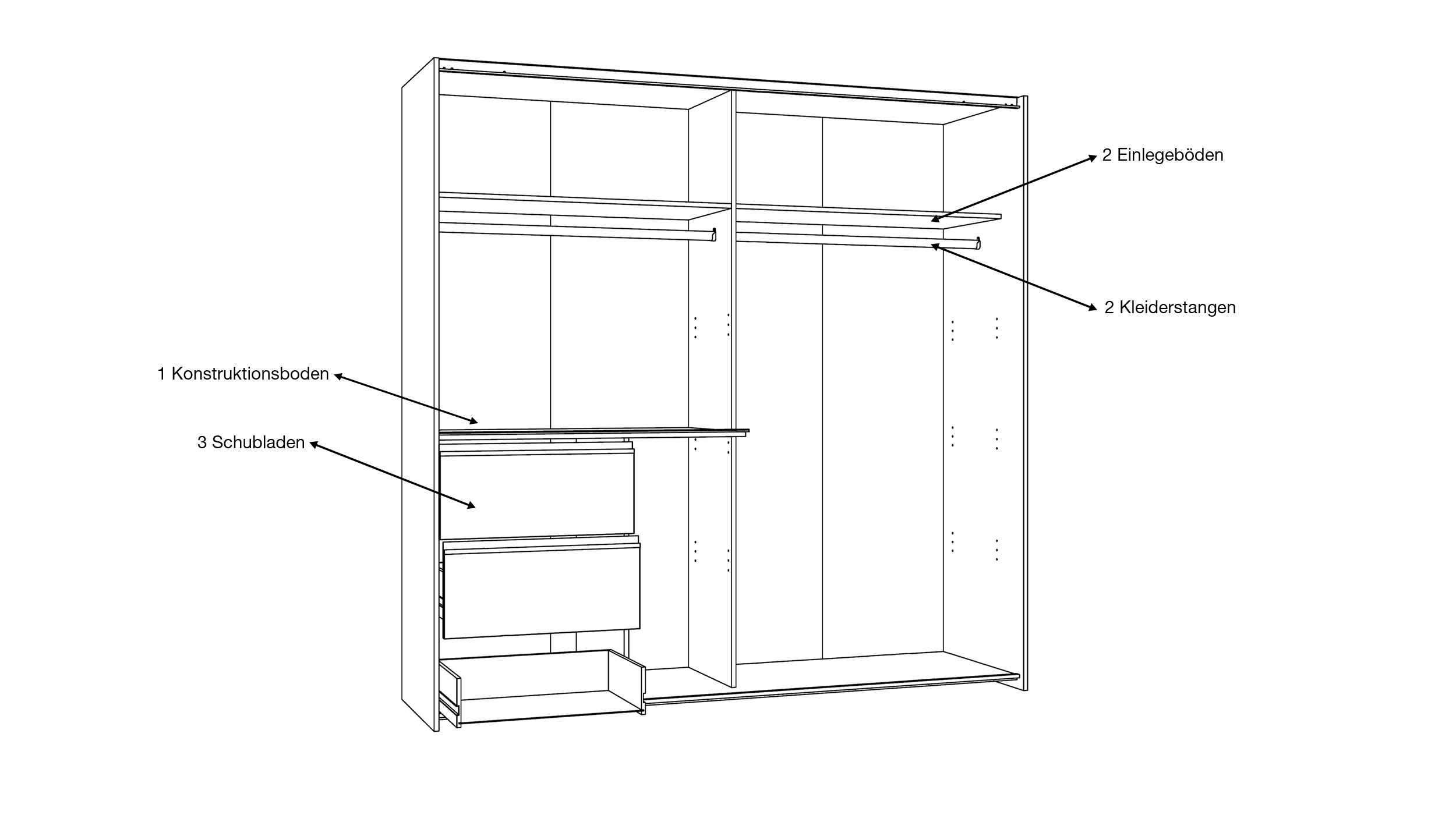 Schwebetürenschrank weiß mit Spiegel 170 cm 2-türig - WINN 