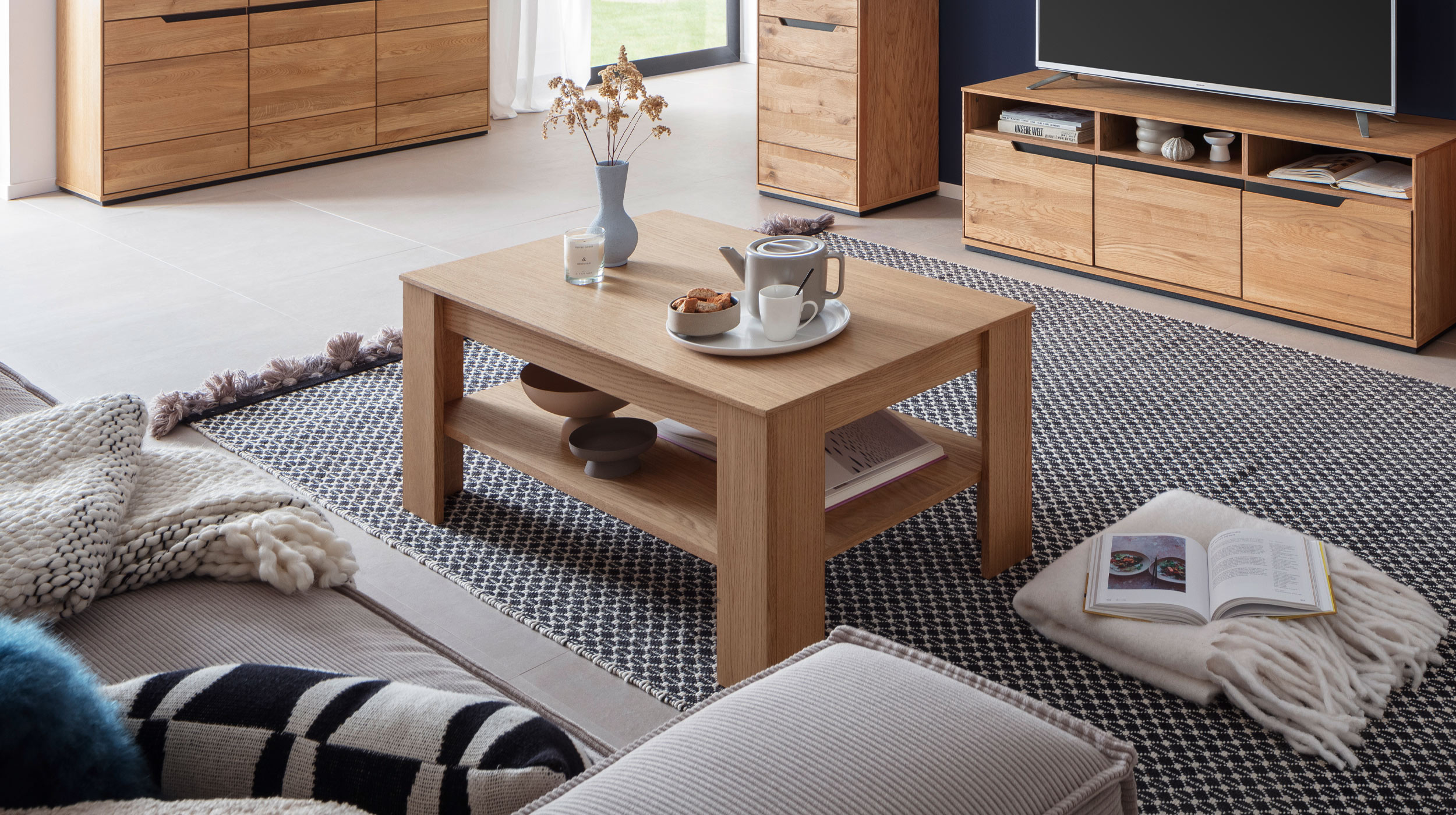 Couchtisch Eiche 115 x 65 cm - Wohnzimmertisch - ARAYA