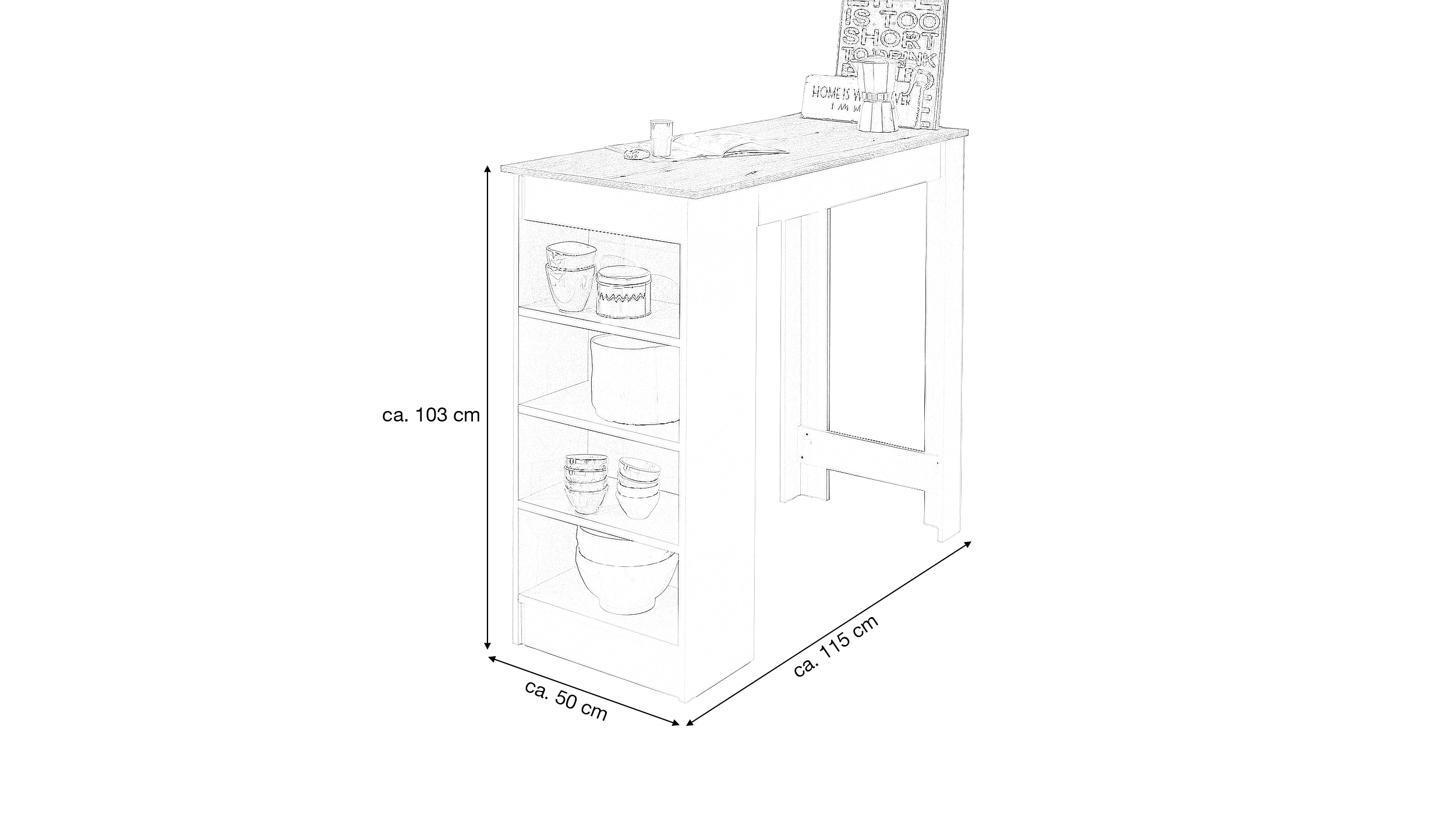 Bartisch Evoke Eiche - beige 115 x 50 cm rechteckig - MOJITO 