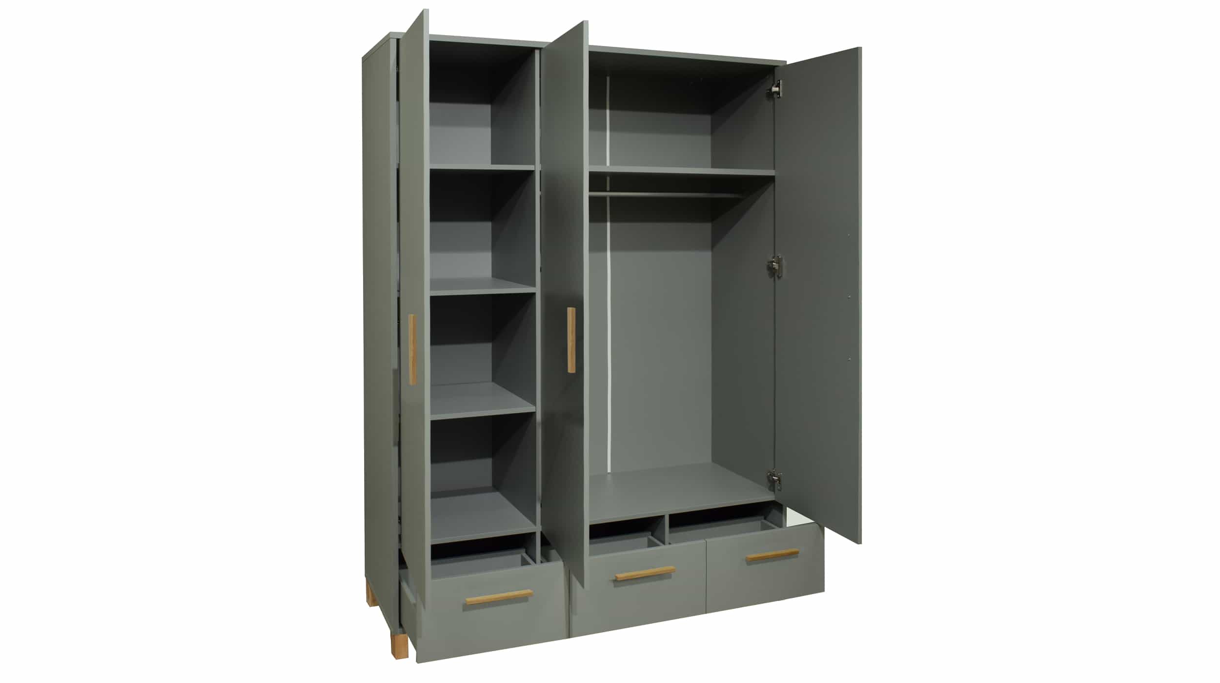 Kleiderschrank grün 148 cm - 3-türig - OLI