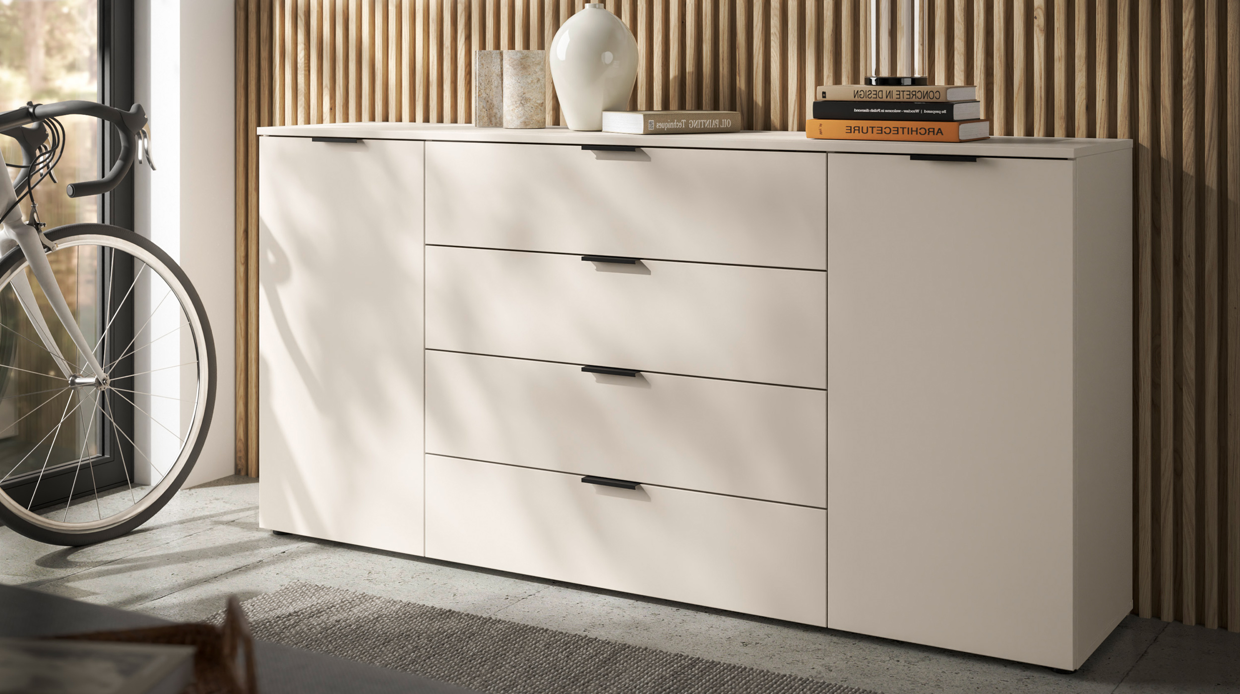 Sideboard mit 4 Schubladen beige 180 cm - LINZ