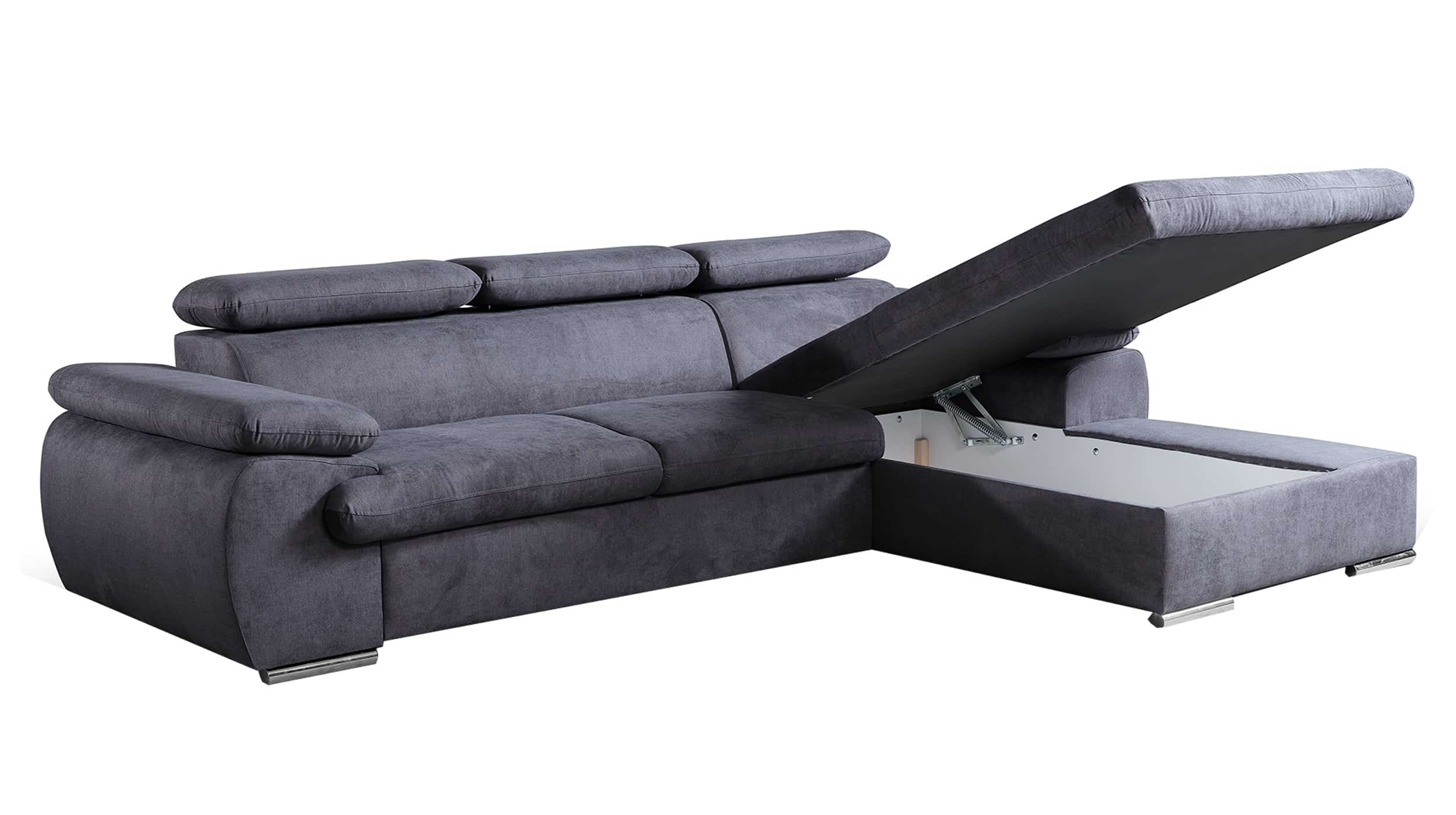 Ecksofa mit Schlaffunktion grau 284 x 196 cm - COAL  