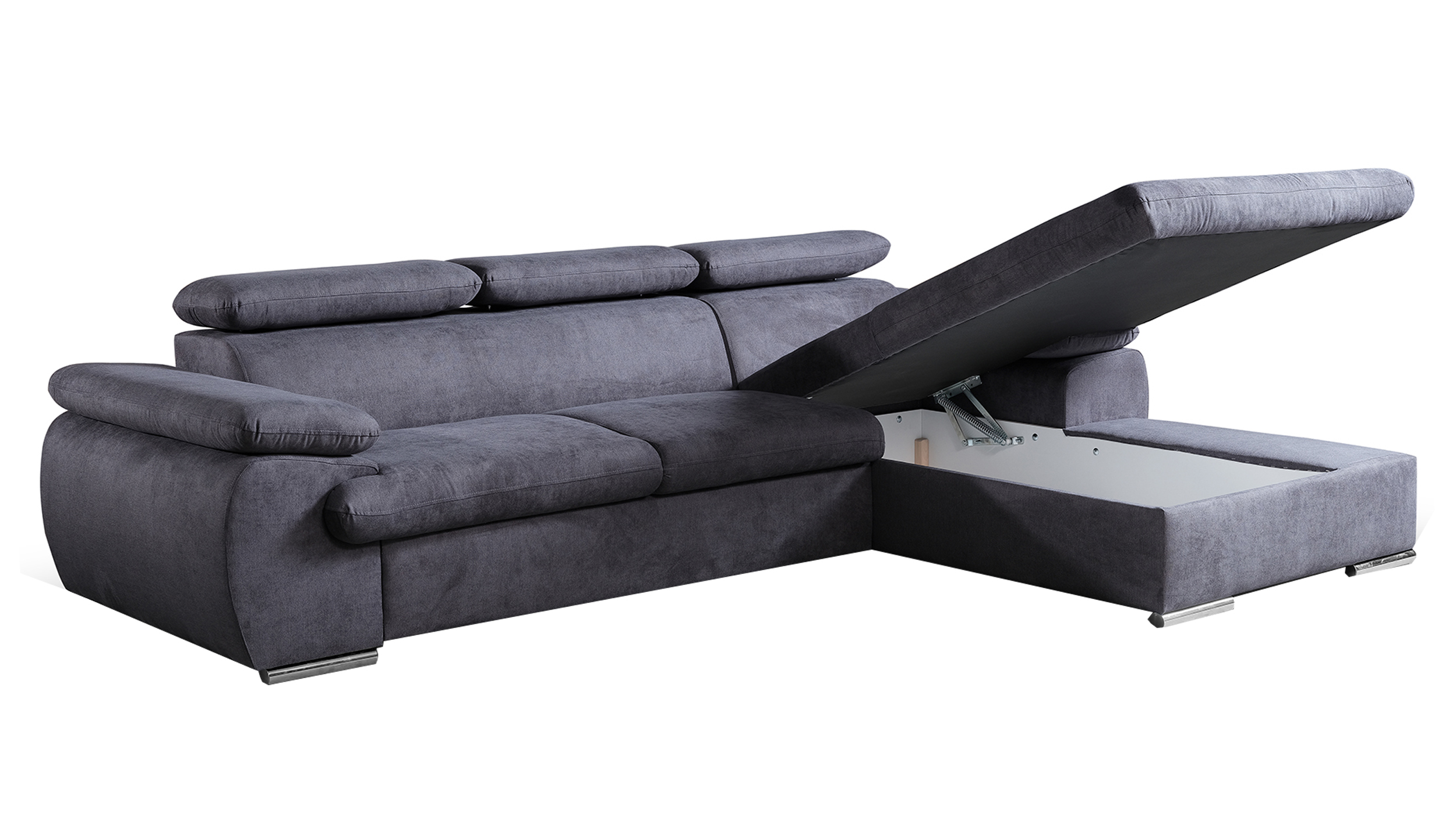 Ecksofa mit Schlaffunktion grau Bettkasten 284 x 196 cm - COAL