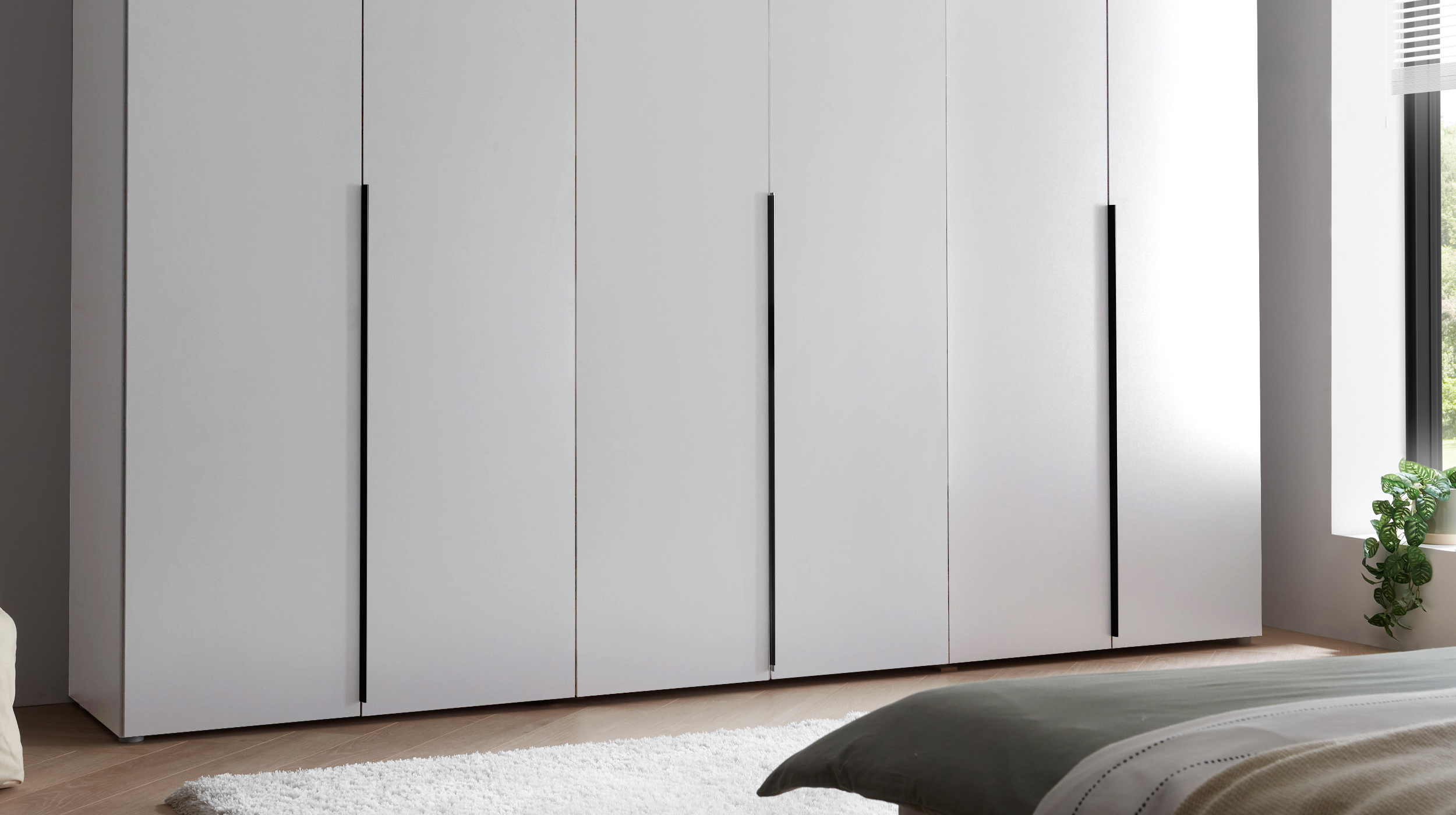 Kleiderschrank weiß - 270 cm - Kleiderschrank 6-türig - KEVO