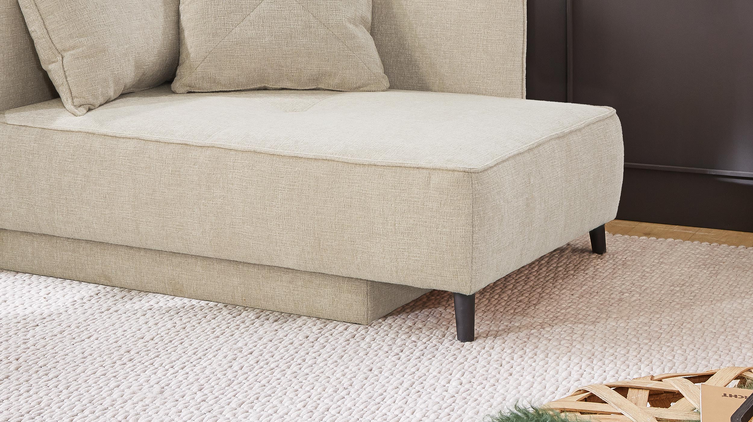 Einzelsofa Chenille beige 155 cm Recamiere mit Schlaffunktion - REX