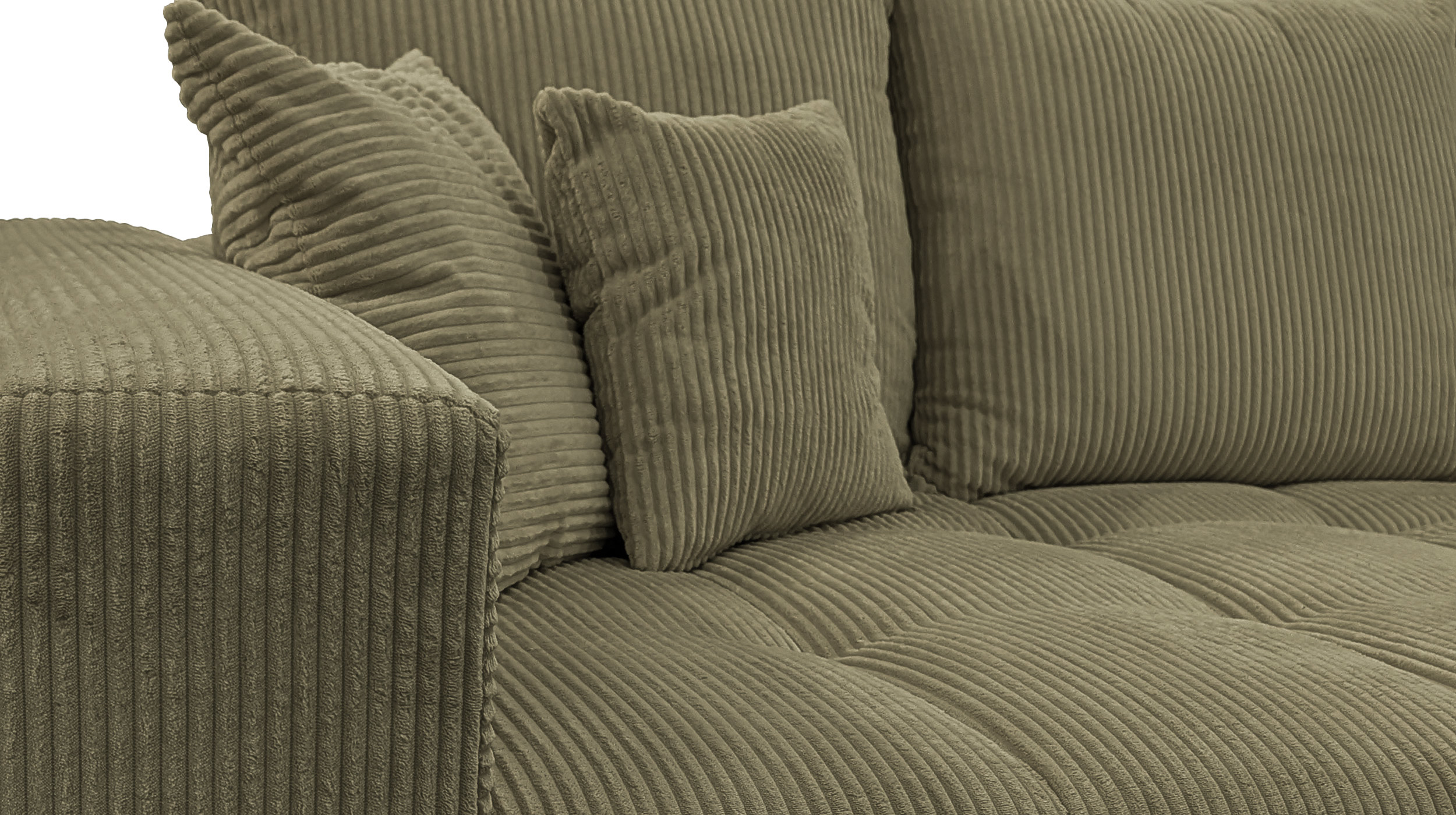Big Sofa Cord grün mit Nosagunterfederung 300 cm - ARTEMIS