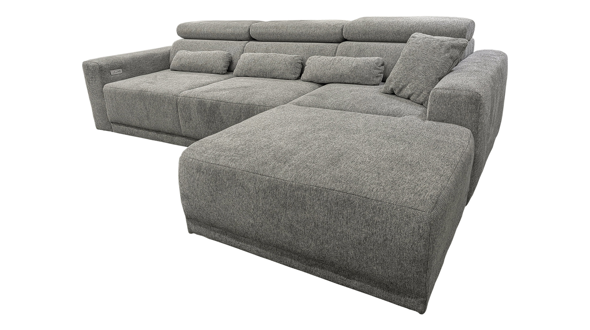 Ecksofa grau elektrisch ausfahrbar 285 cm - OT rechts - CASSIO 