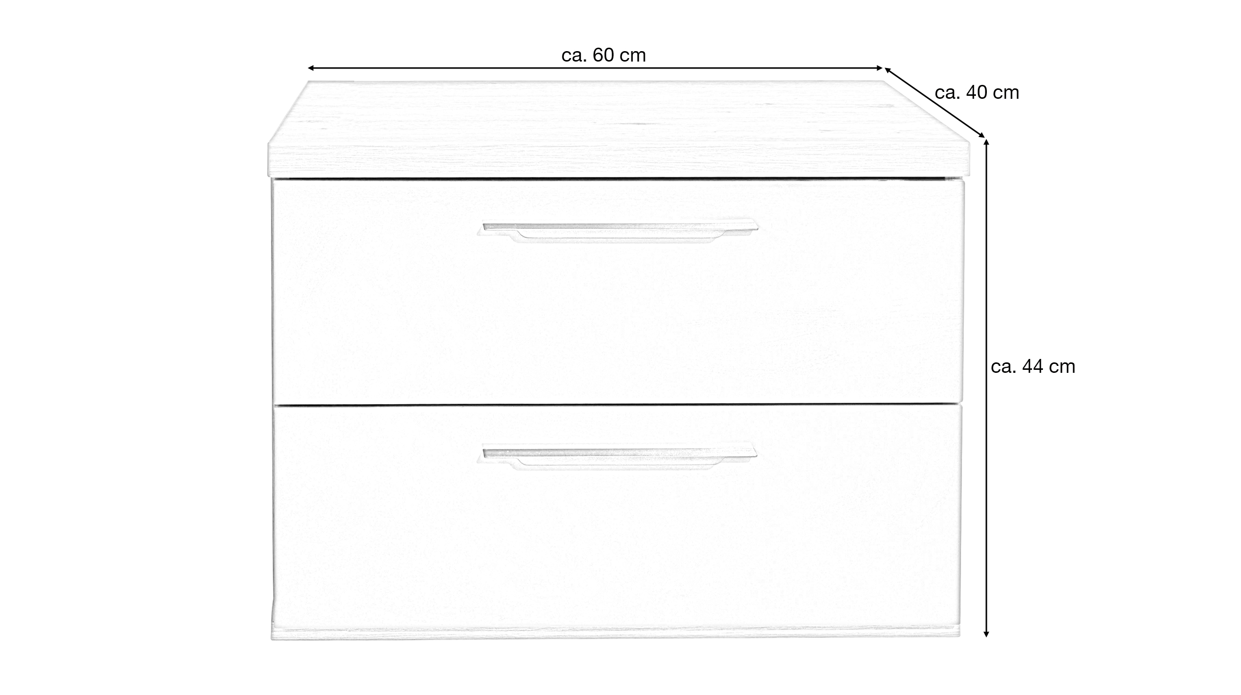 Nachttisch grau hochglanz 60 x 44 cm mit 2 Schubladen - SPOSAMI