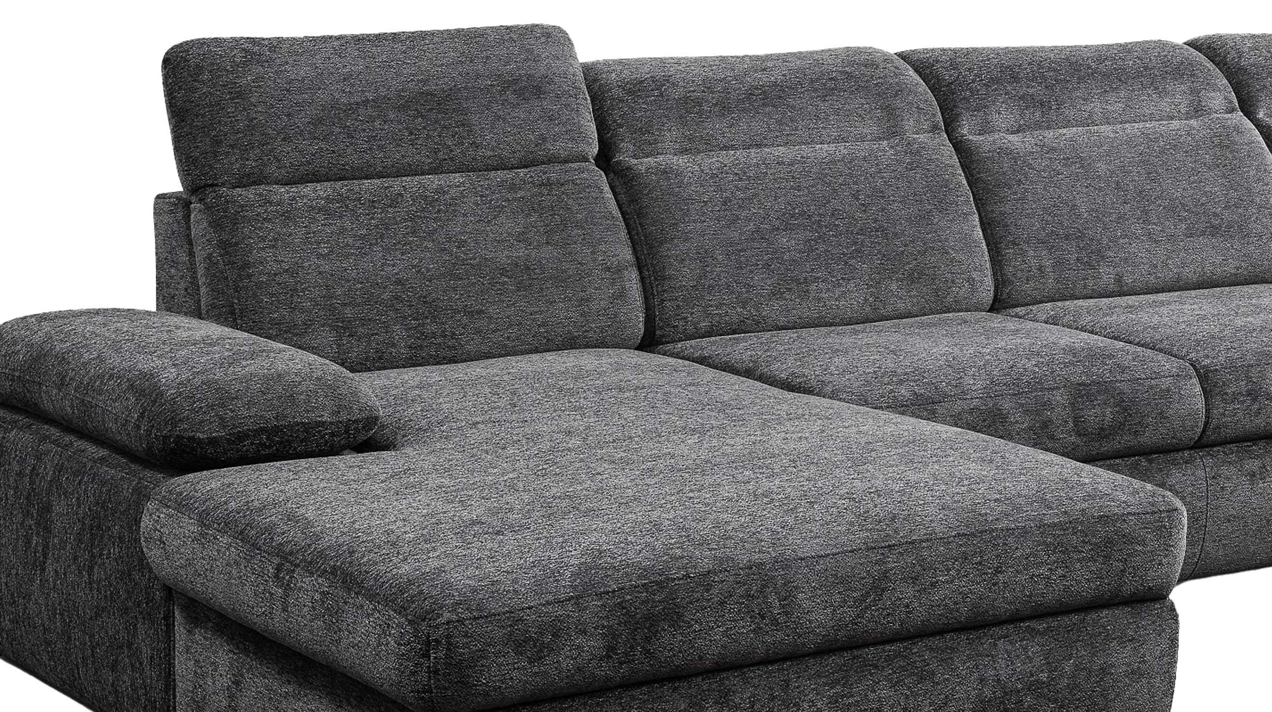 Wohnlandschaft Schlaffunktion anthrazit mit Bettkasten 359 cm - CORDOBA