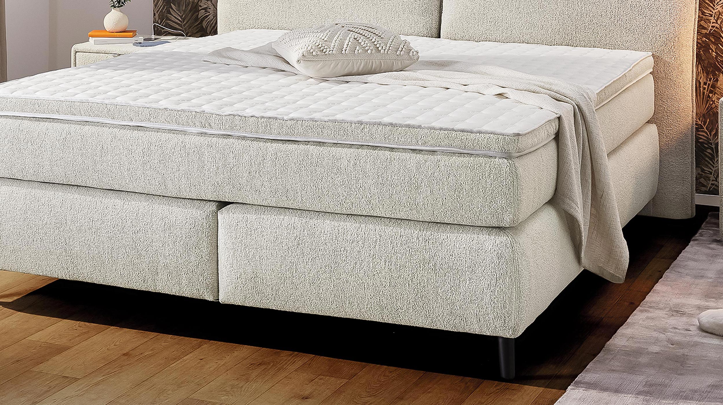 Boxspringbett 180 x 200 cm beige Stoffbezug - HACIENDA