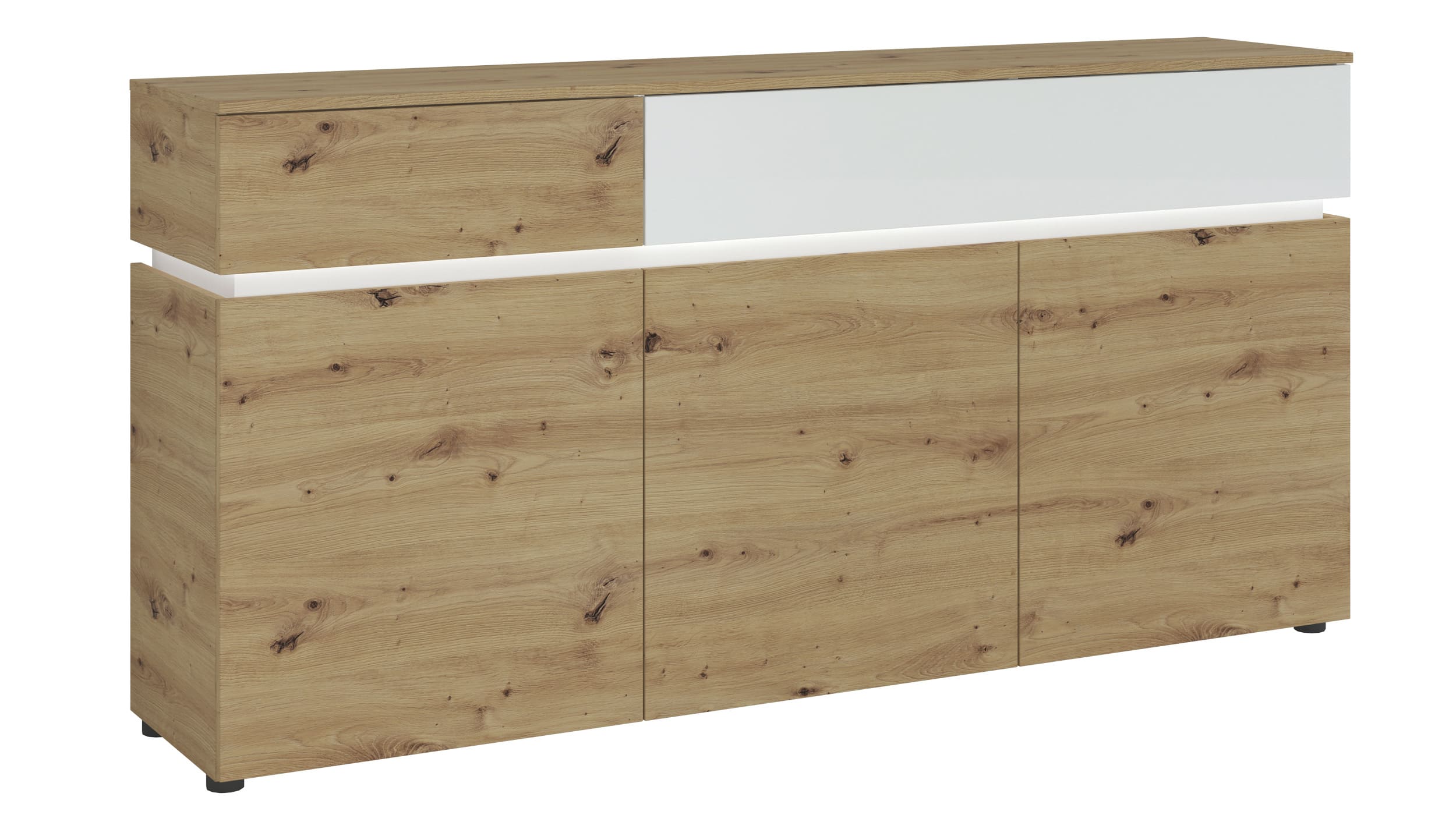 Sideboard Artisan Eiche - weiß 180 cm mit Beleuchtung - LUCI