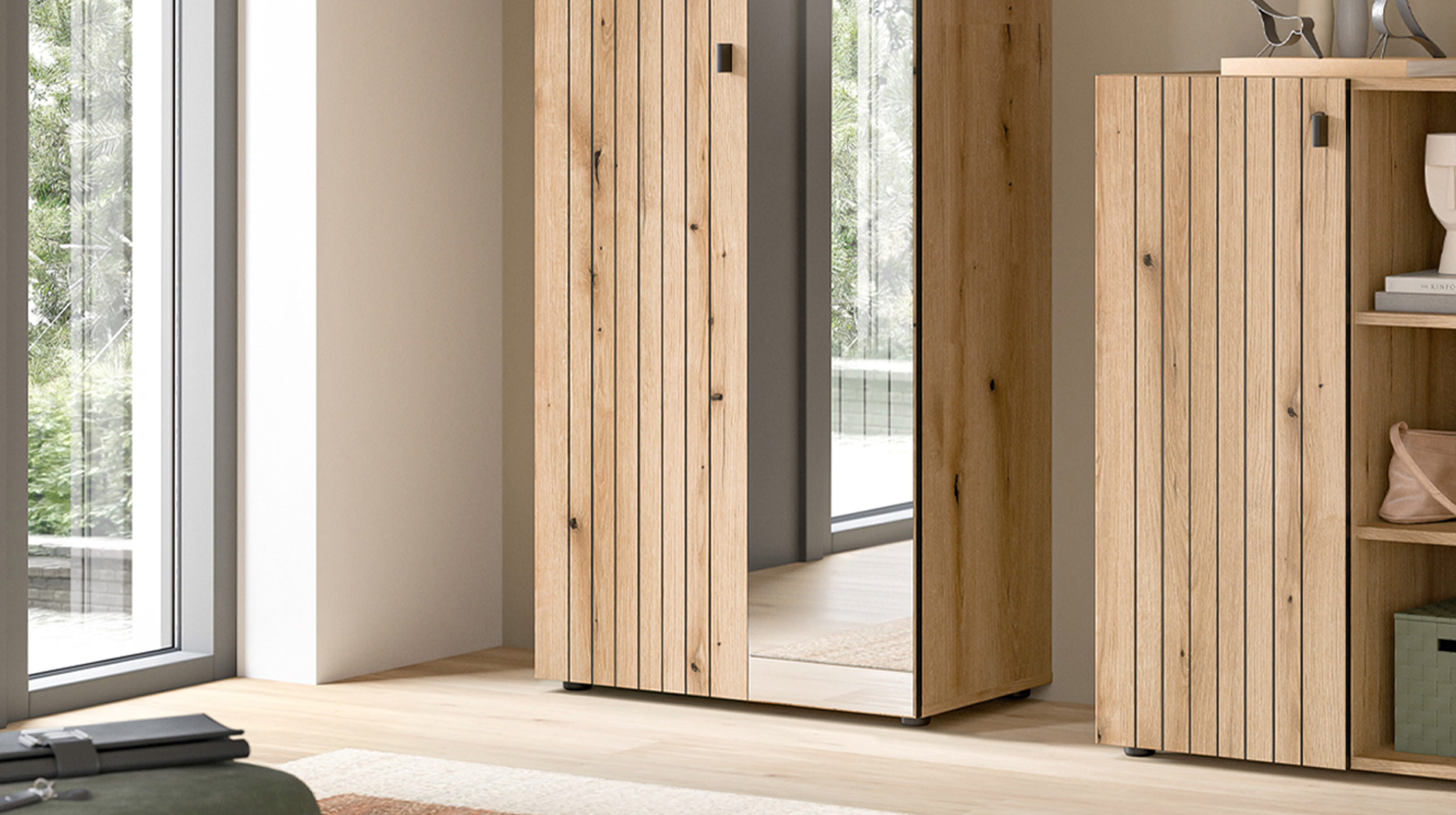 Garderobenschrank mit Spiegel Evoke Eiche 70 cm - STATION