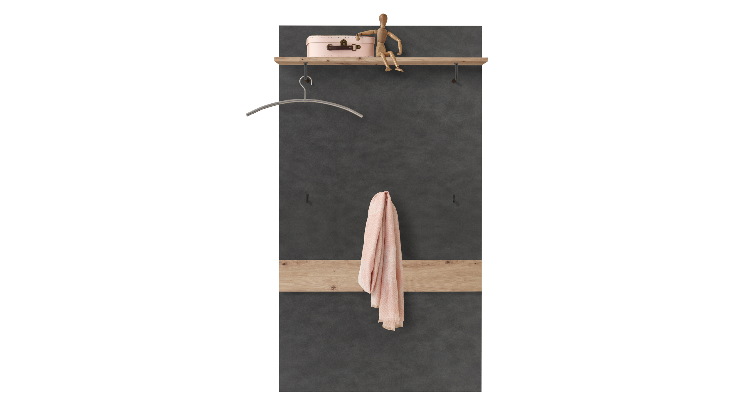 Wandgarderobe Paneel anthrazit Artisan Eiche 80 cm - BRISTOL