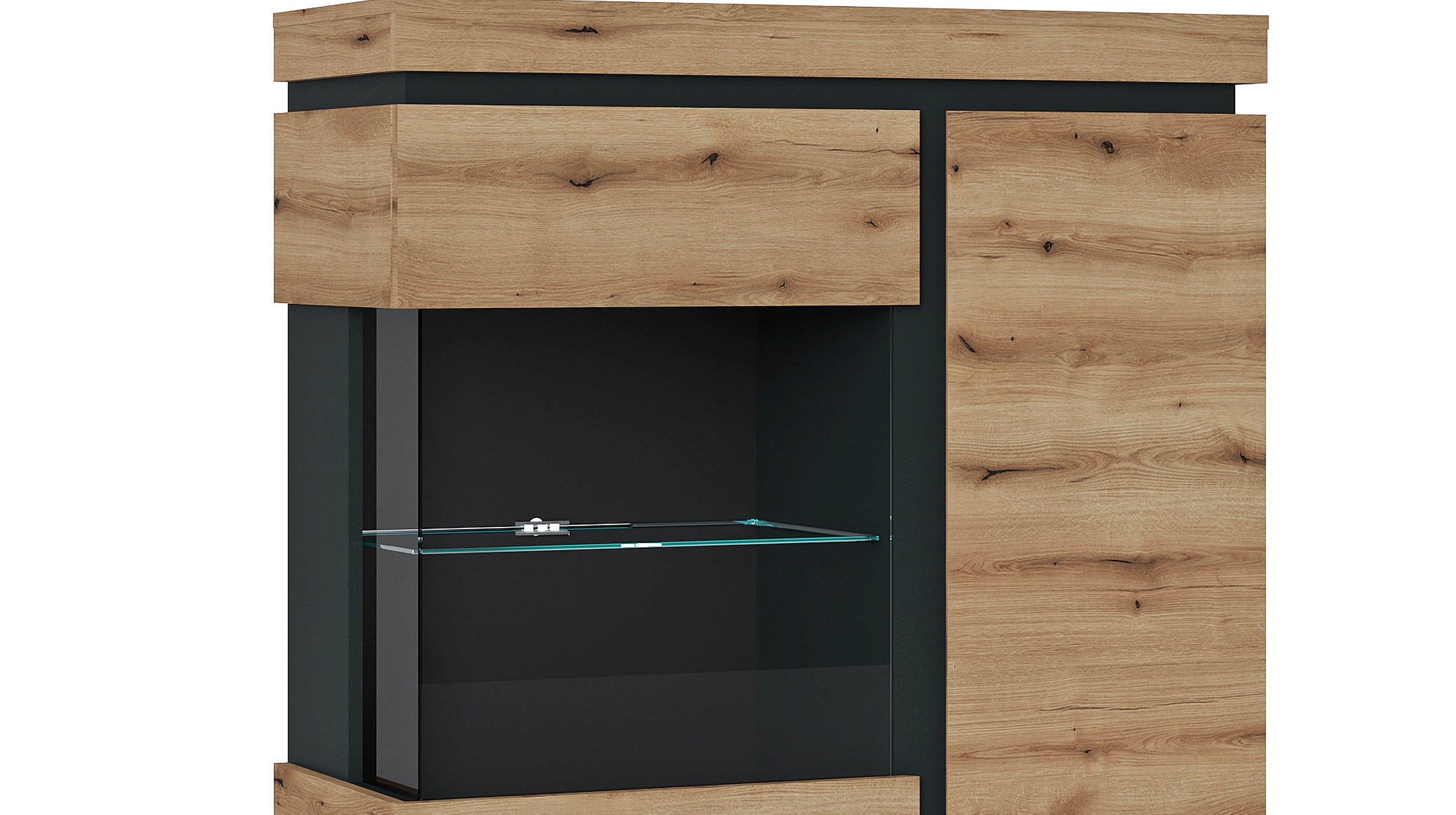 Vitrine mit Glastür Coast Evoke Eiche - grau Breite 103 cm - CORTE