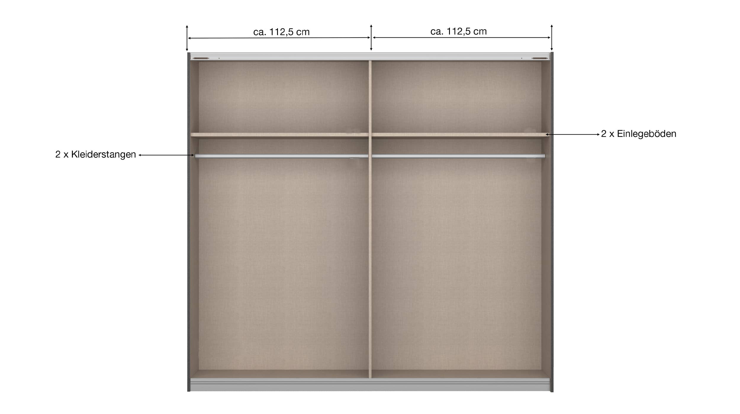 Schwebetürenschrank Eiche - Spiegel 226 cm - SALDANA 