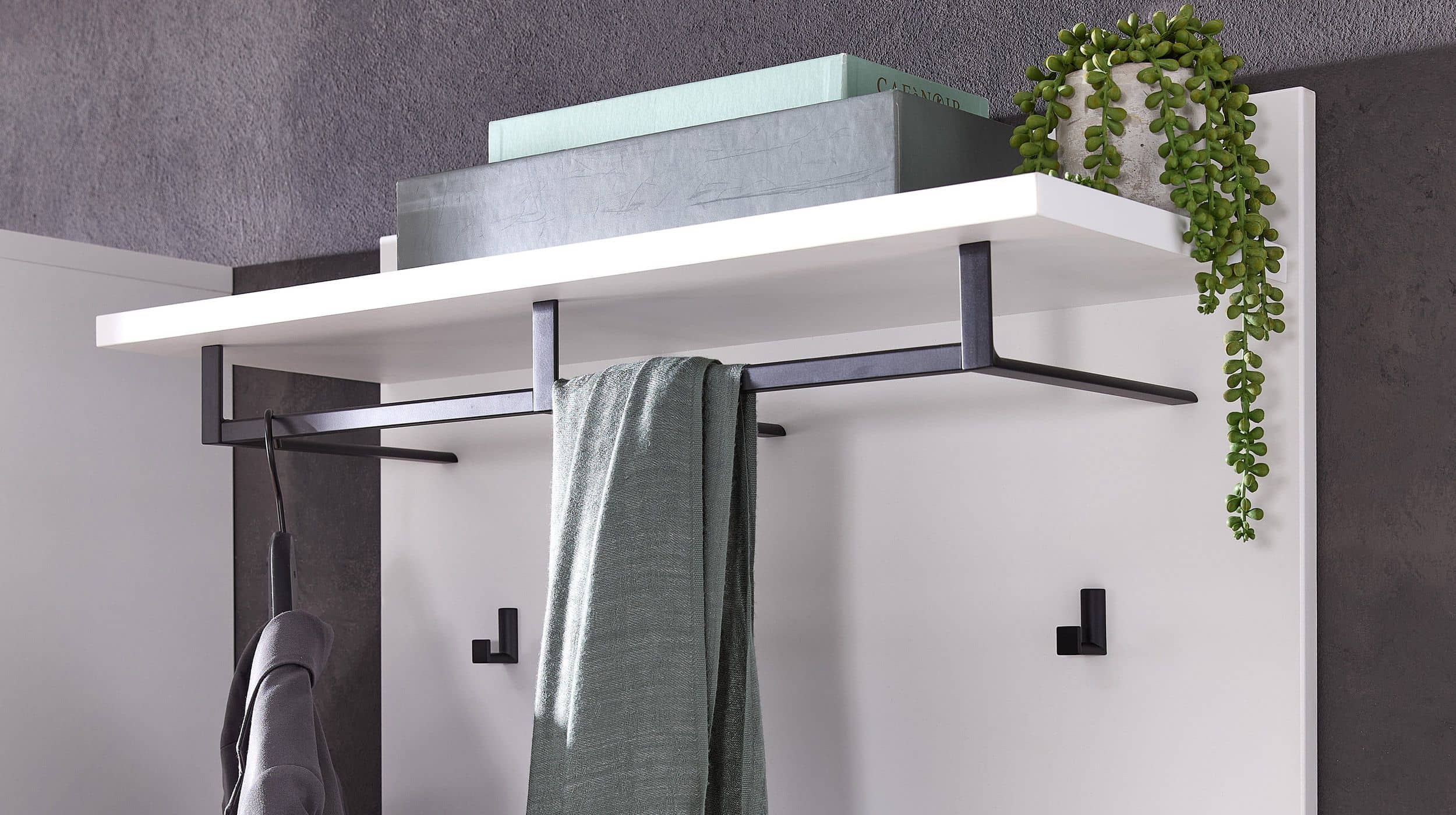 Wandgarderobe Paneele weiß - Artisan Eiche - 80 cm - MEMPHIS 