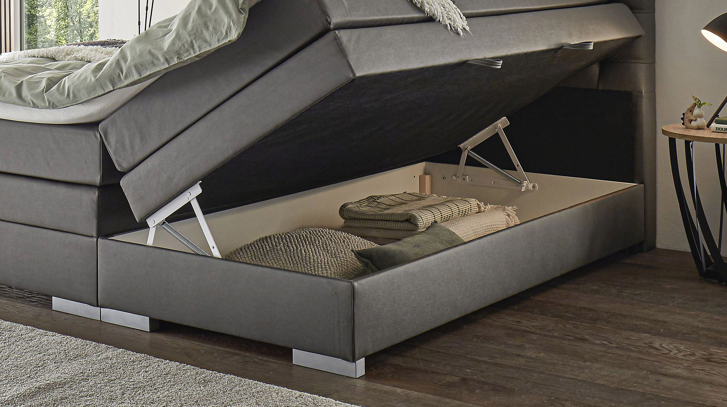 Boxspringbett 180 x 200 cm Bettkasten Stoffbezug grau - EVORA