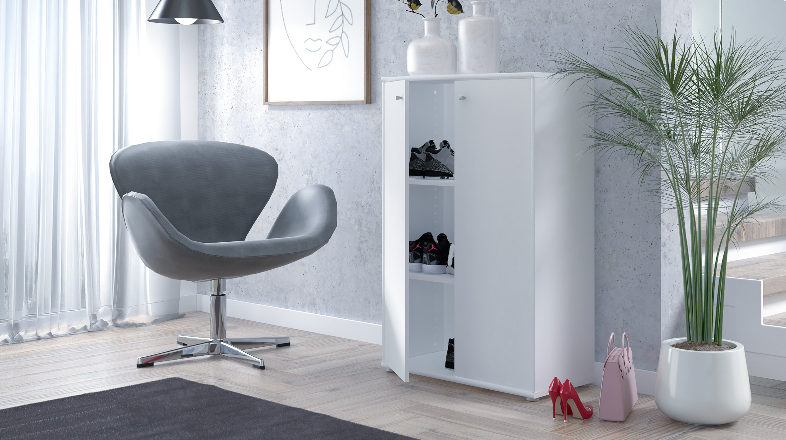 Kommode weiß 111 cm - 2-türig - TEMPRA