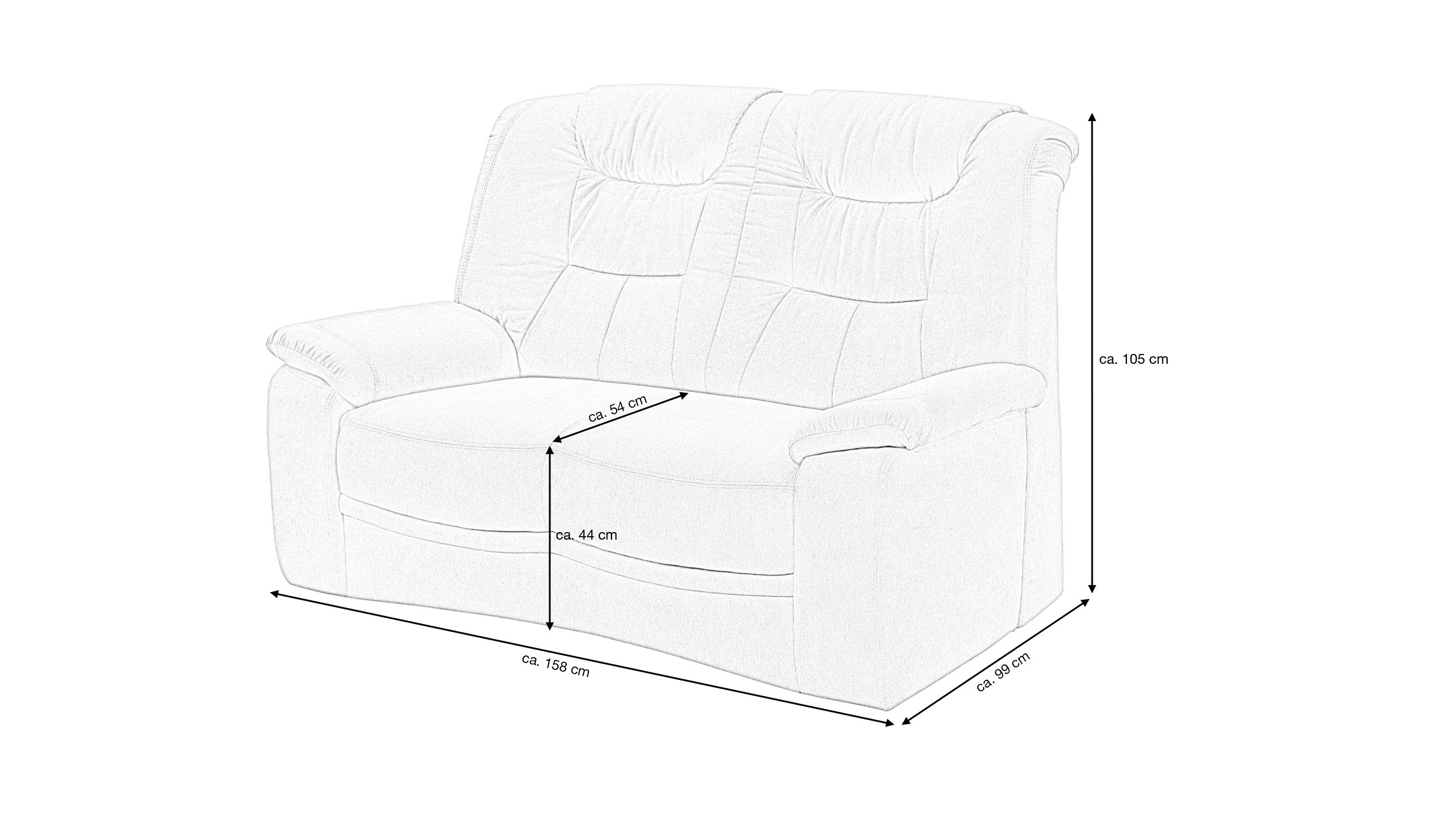 Einzelsofa 2-Sitzer Sofa anthrazit 158 cm - GRANDE