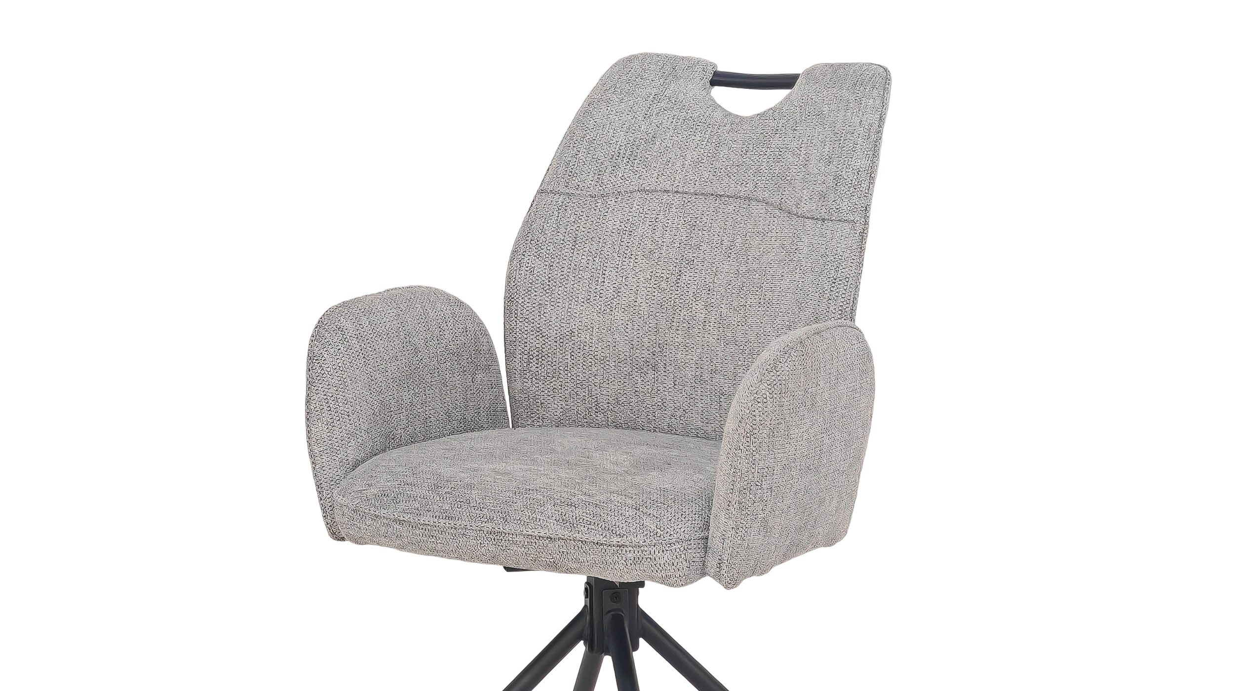 Armlehnstuhl hellgrau Drehstuhl - Webstoff Bezug - CARINA 