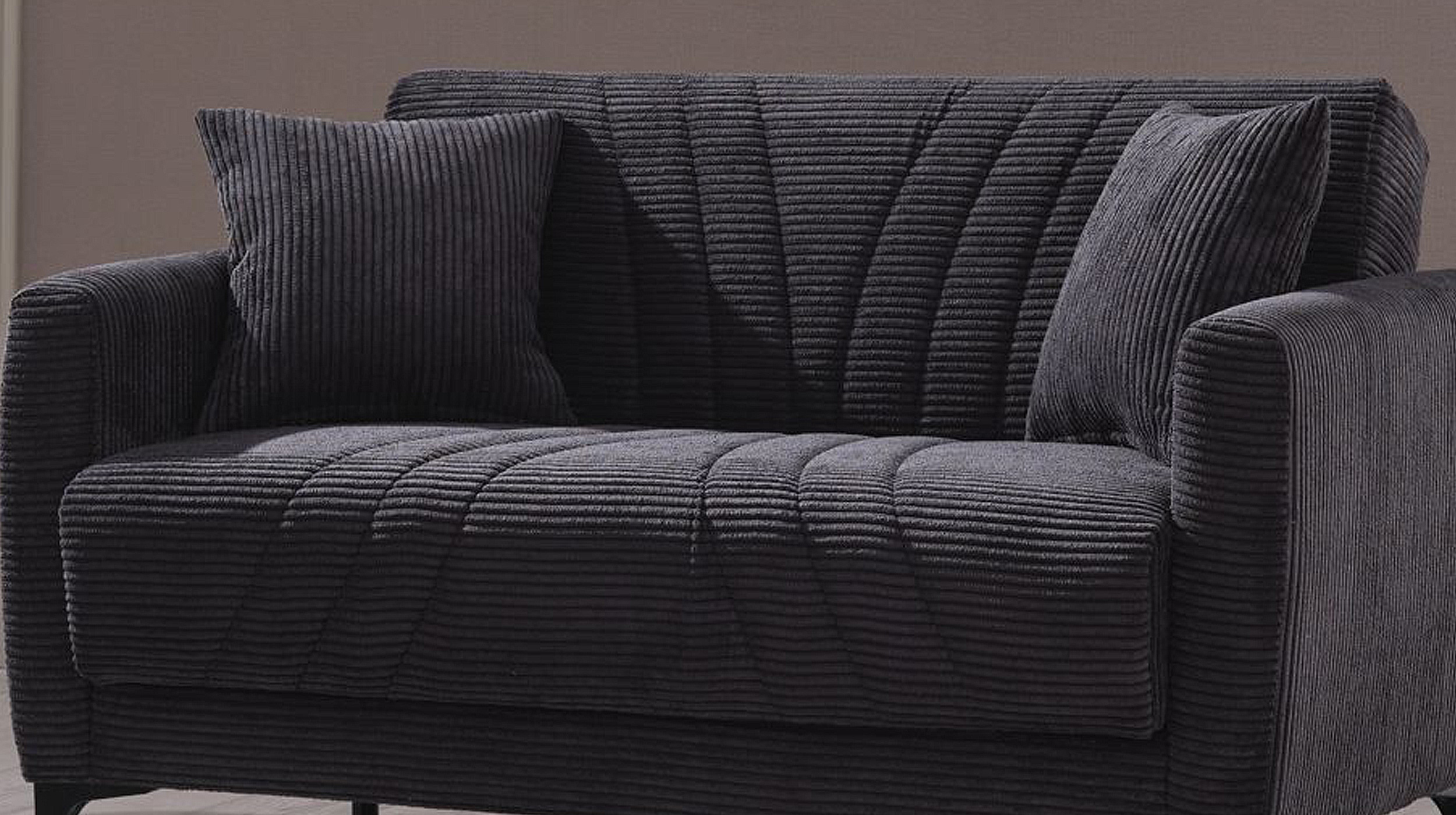 Einzelsofa Cord mit Schlaffunktion 143 cm 2-Sitzer - anthrazit - COMADIO 