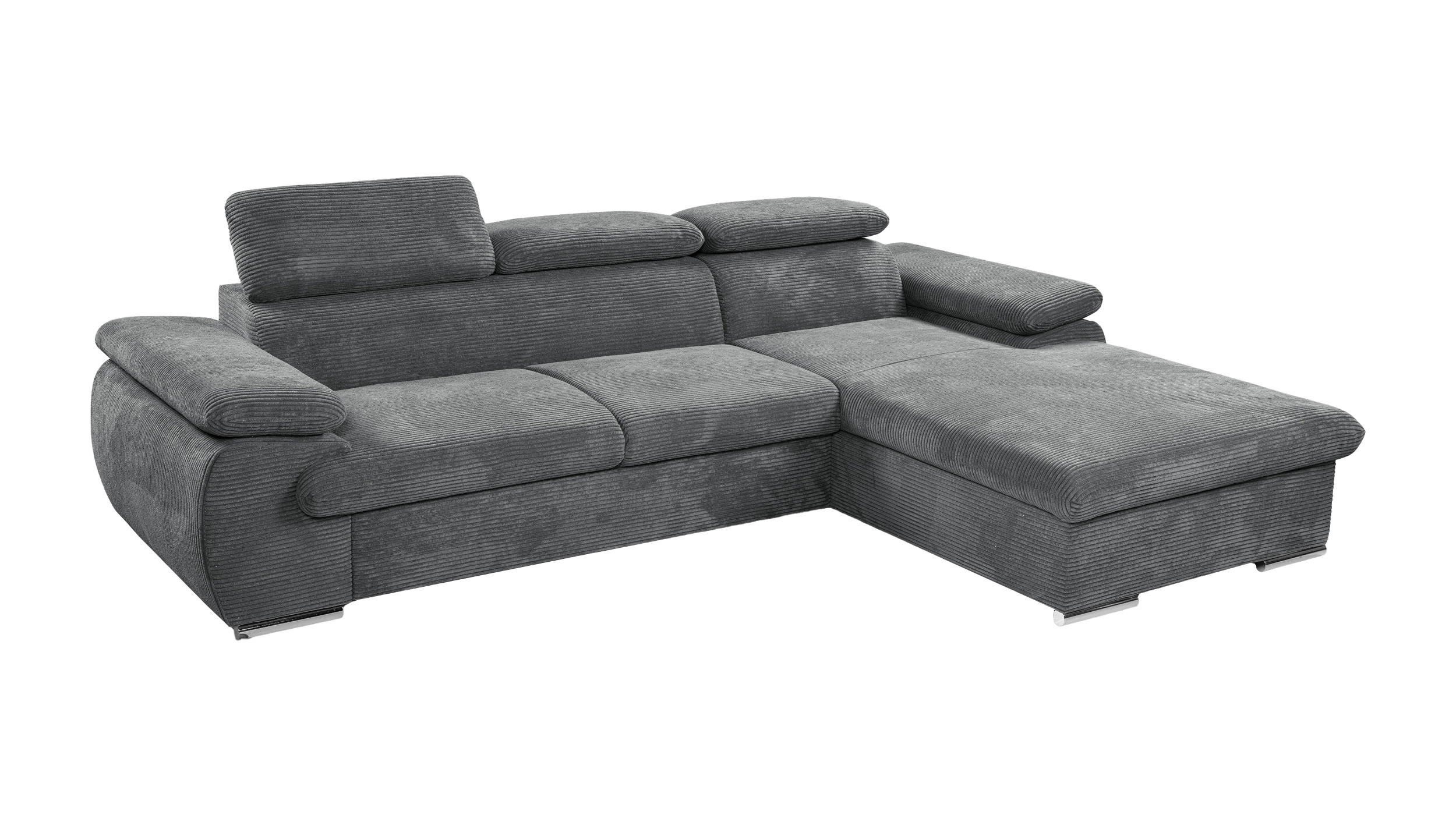Ecksofa anthrazit Cord Schlaffunktion Bettkasten 284 x 196 cm - CINDY