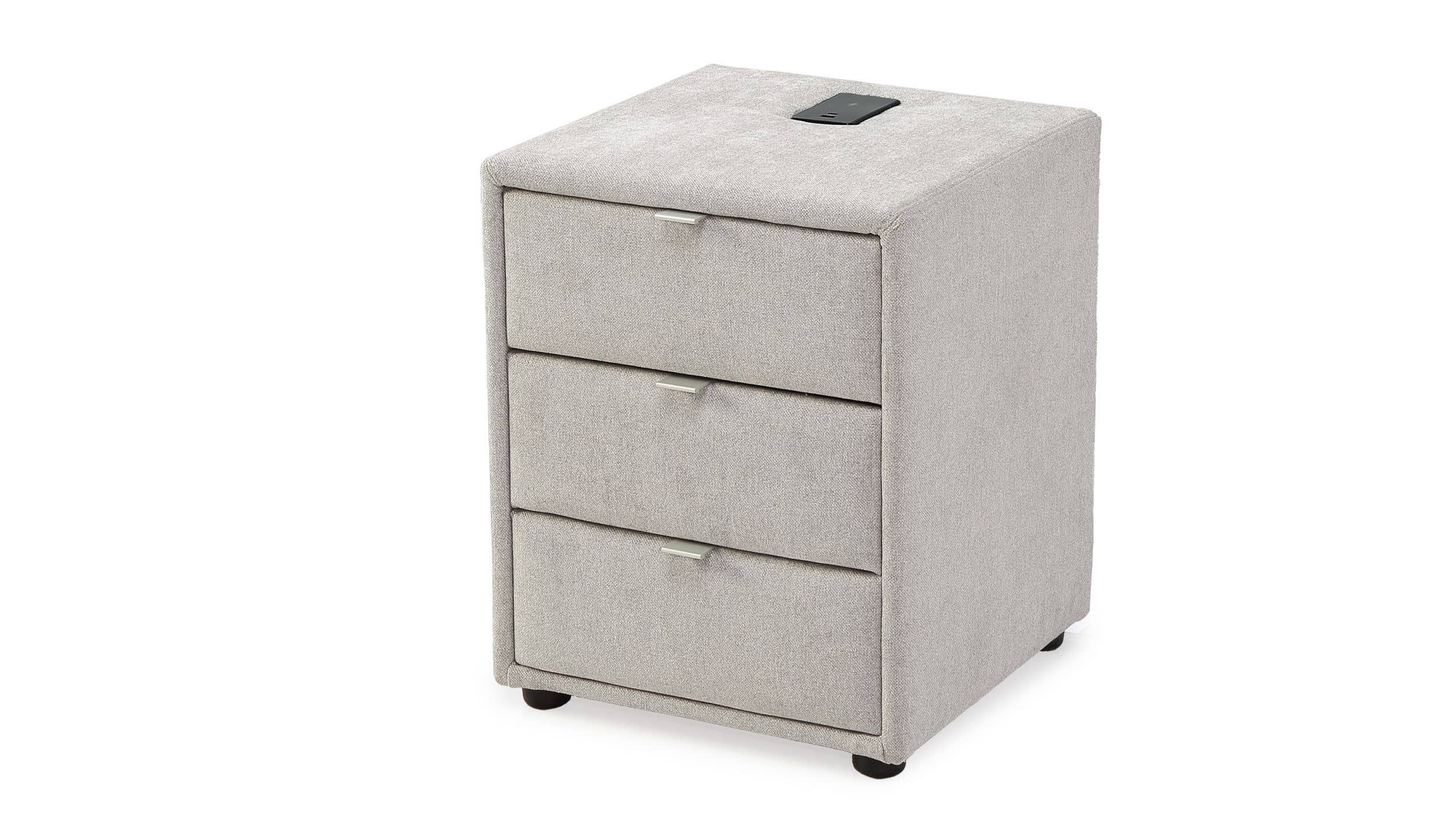 Nachttisch grau-beige - 44 x 45 cm - mit Ladestation - LIZZY