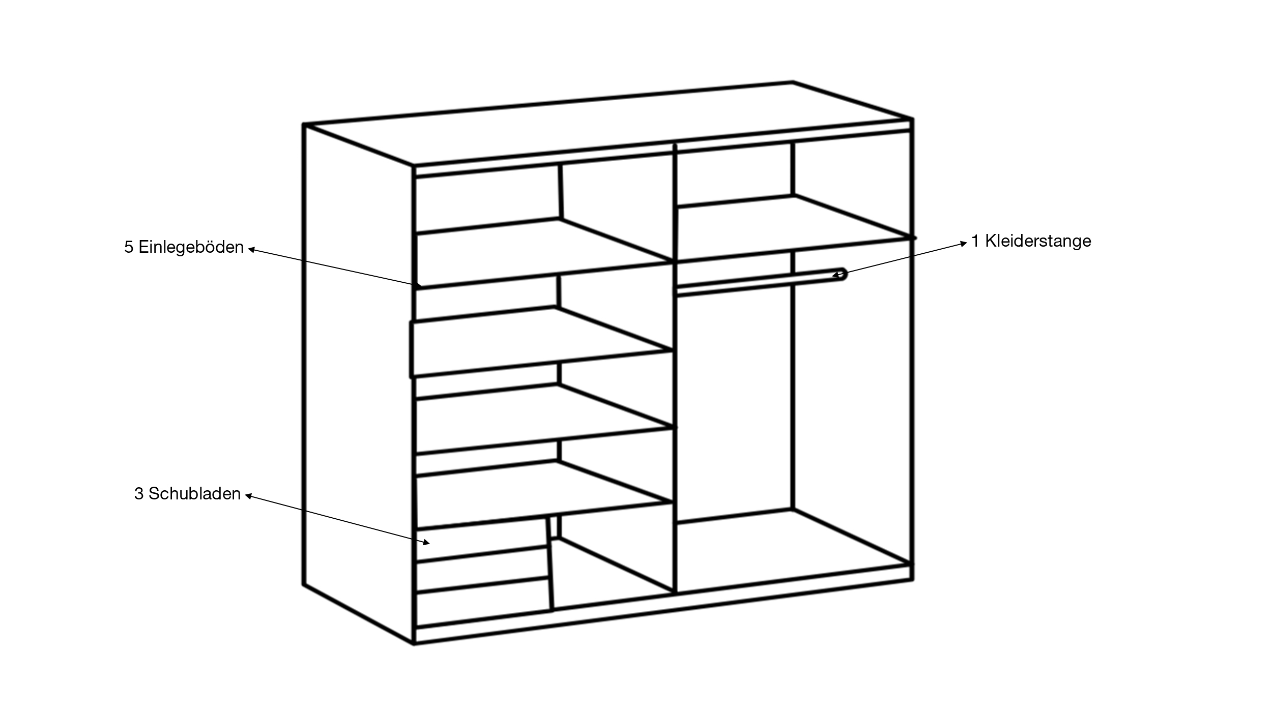 Schwebetürenschrank mit Spiegel weiß - Betonoptik 180 cm - EMDEN