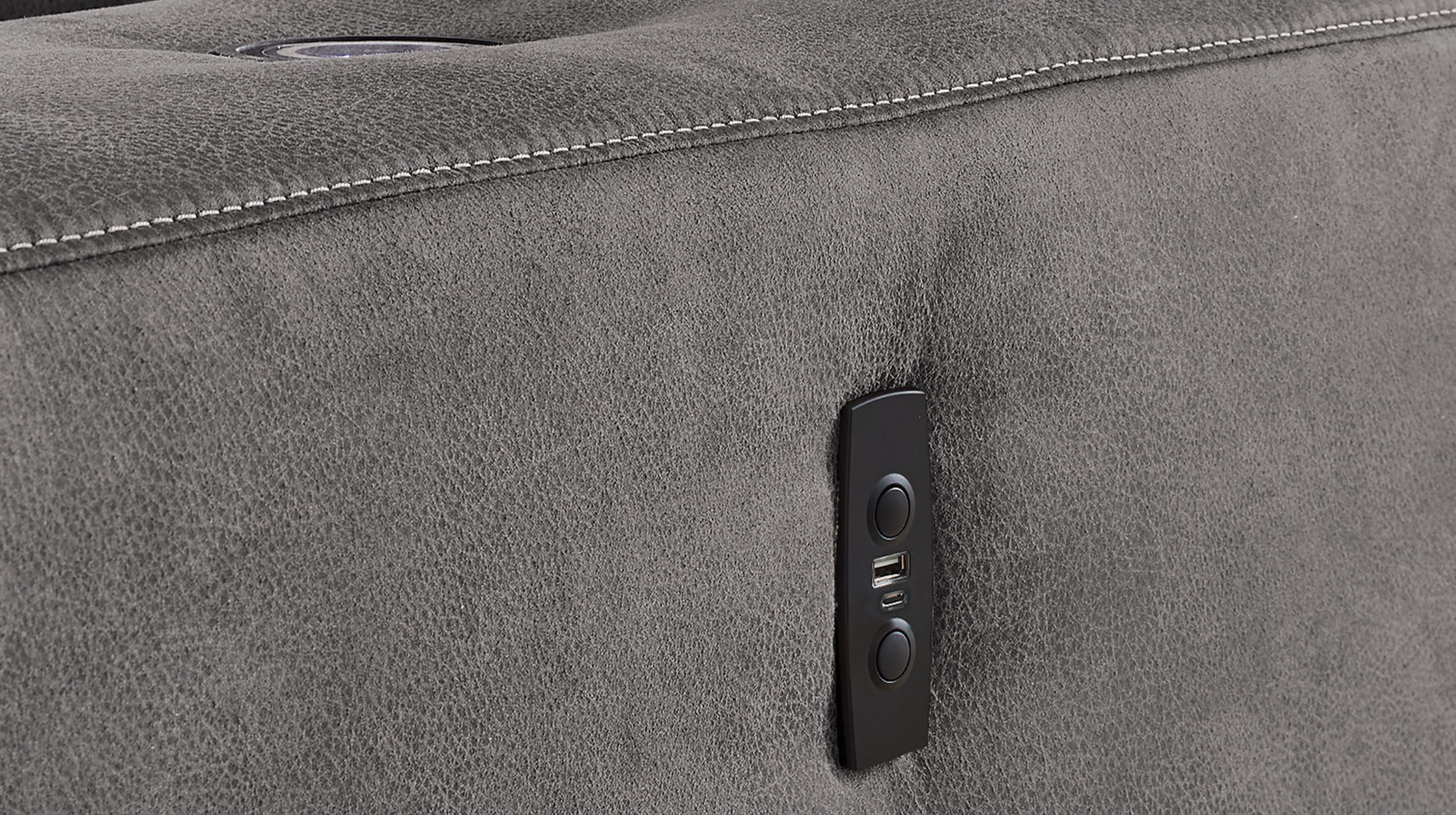 Ecksofa grau 315 cm mit Sitztiefenverstellung - LE MANS