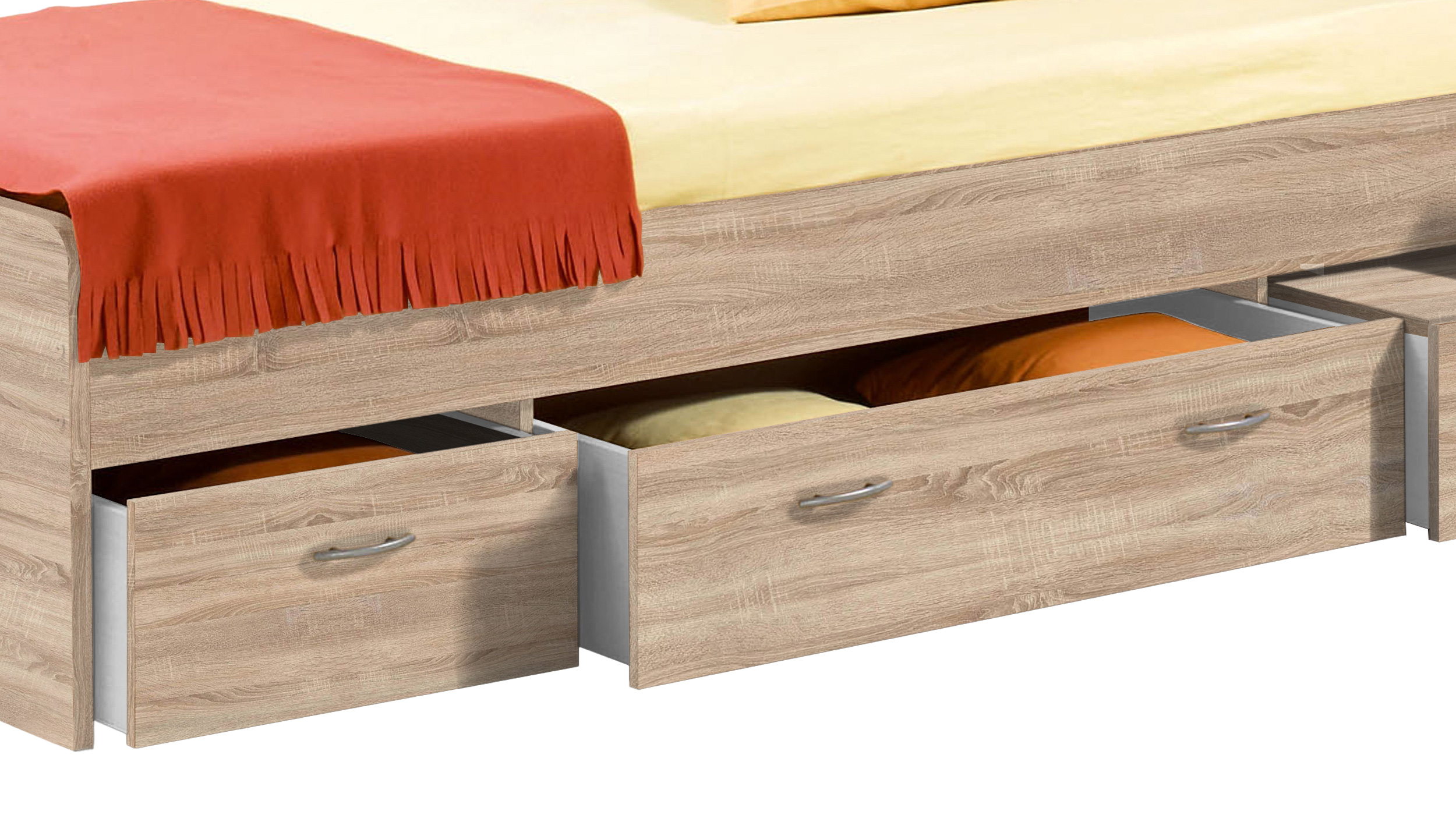 Jugendbett mit 2 Schubladen 90 x 200 cm Sonoma Eiche - BORO