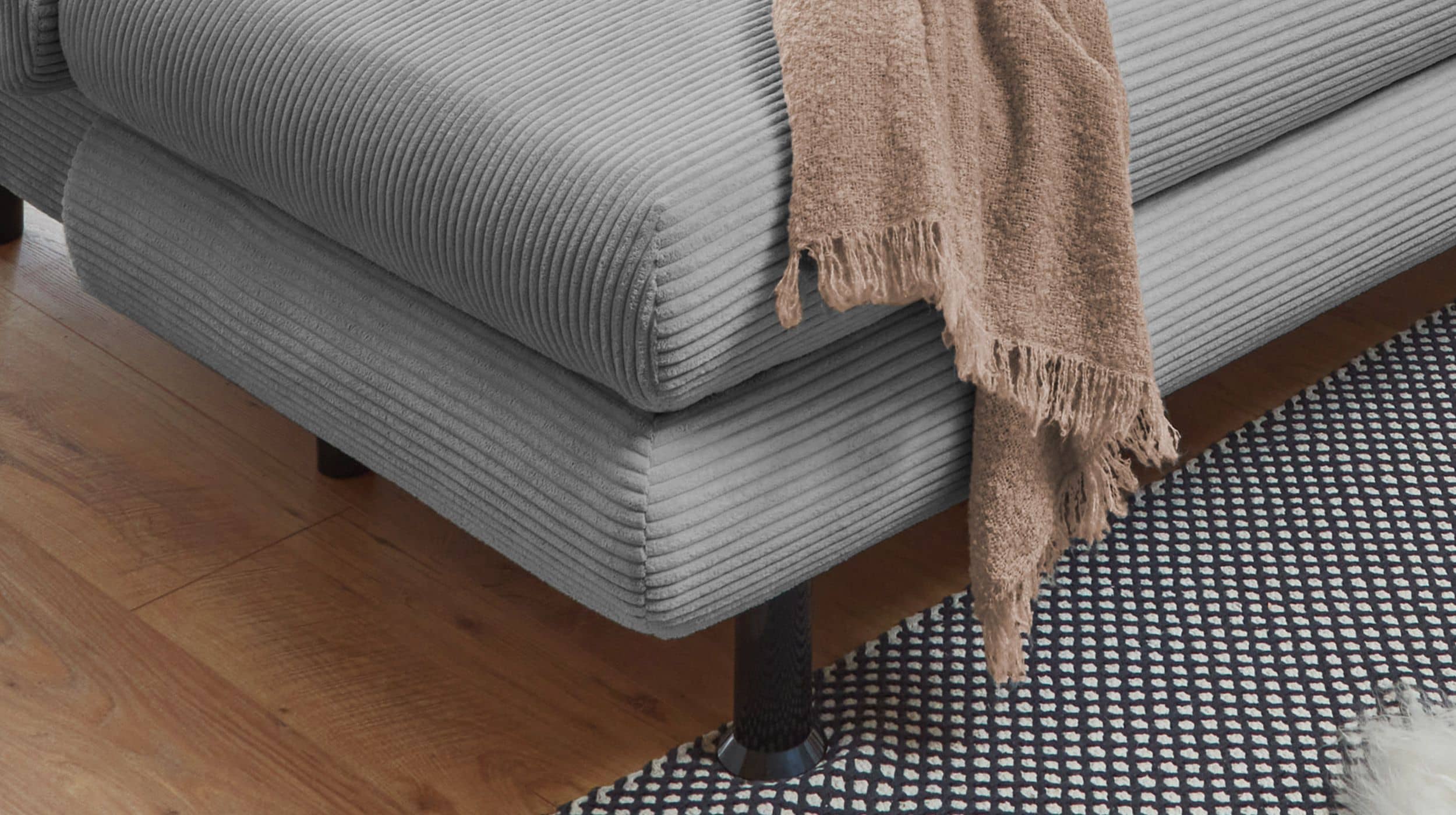 Schlafsofa mit Bettkasten Cord grau 190 x 93 cm - BAREND