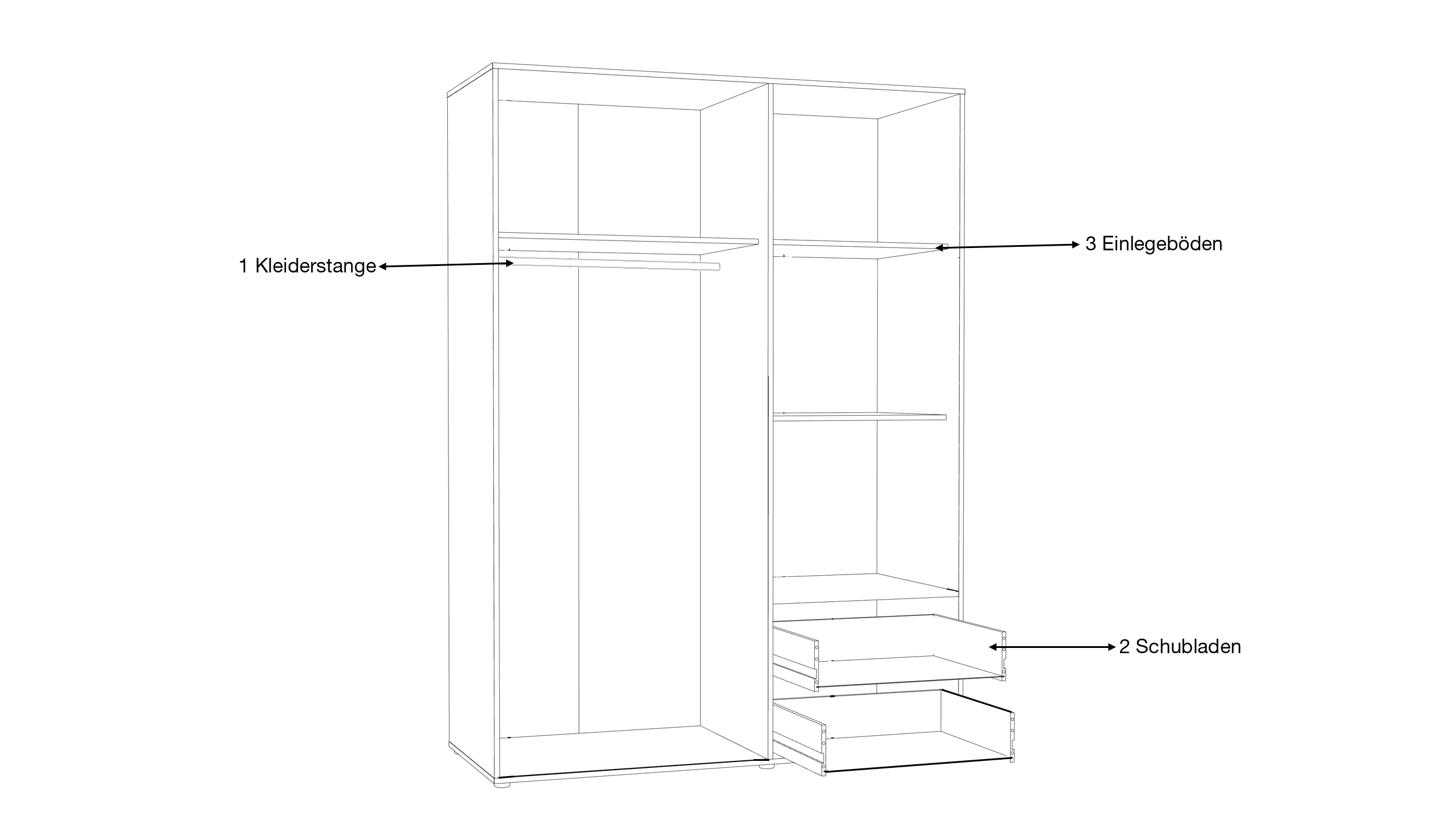 Kleiderschrank weiß - betonoptik - 144 cm - 3 Türen - MOKKARIS