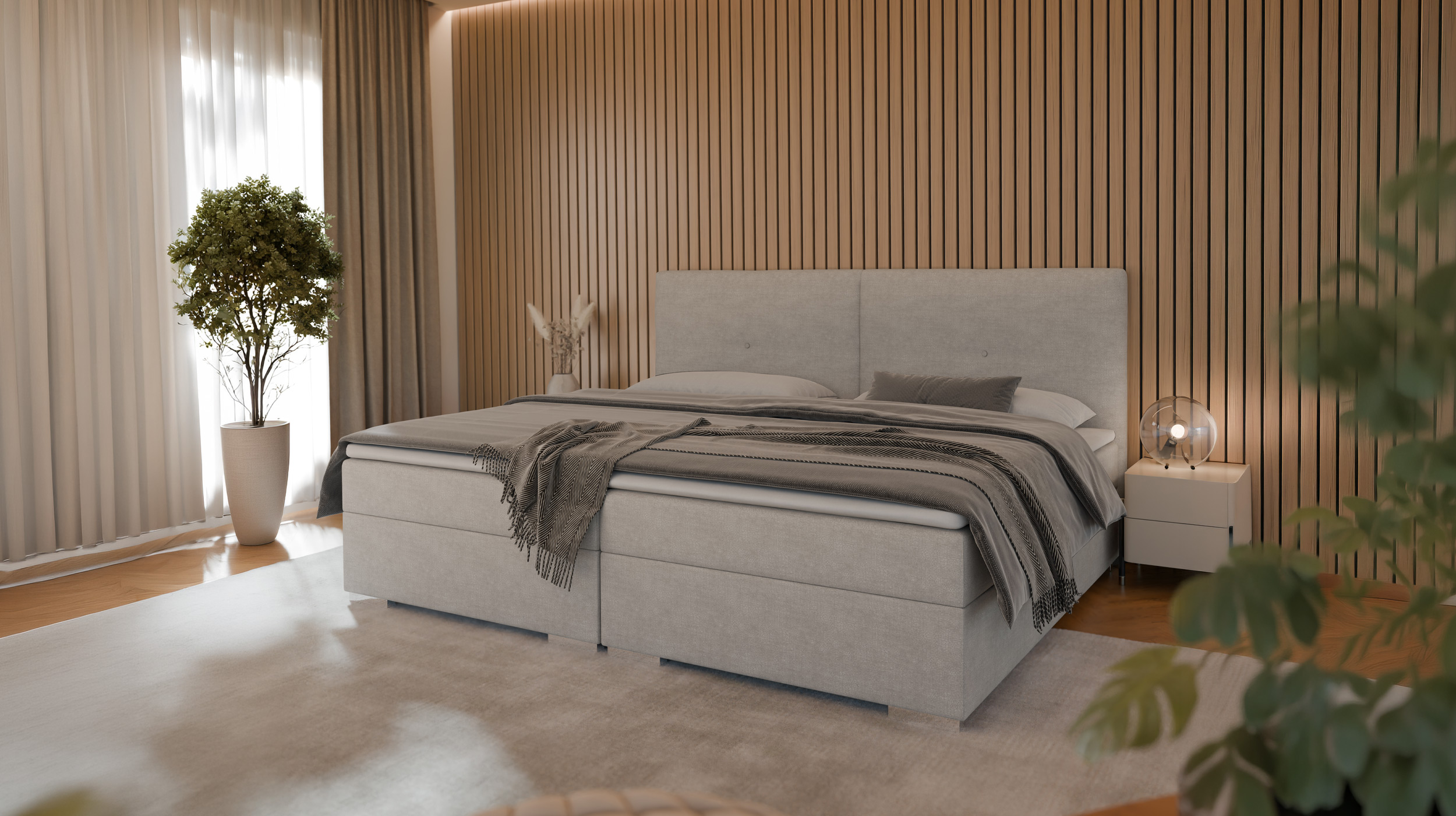 Boxspringbett 240 x 200 cm taupe Stoffbezug - STAR