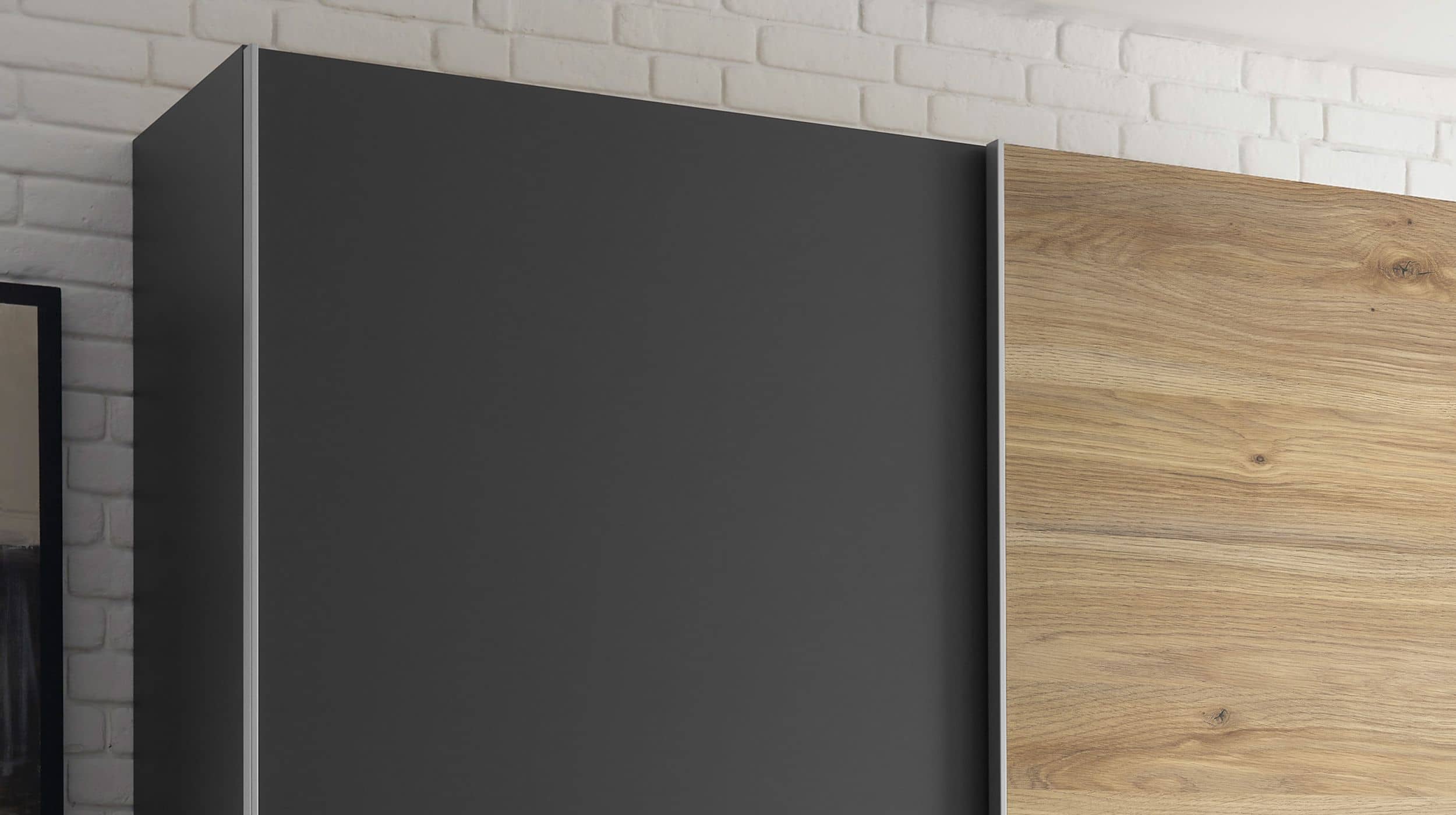 Schwebetürenschrank Eiche graphit - 215 cm - MELTON